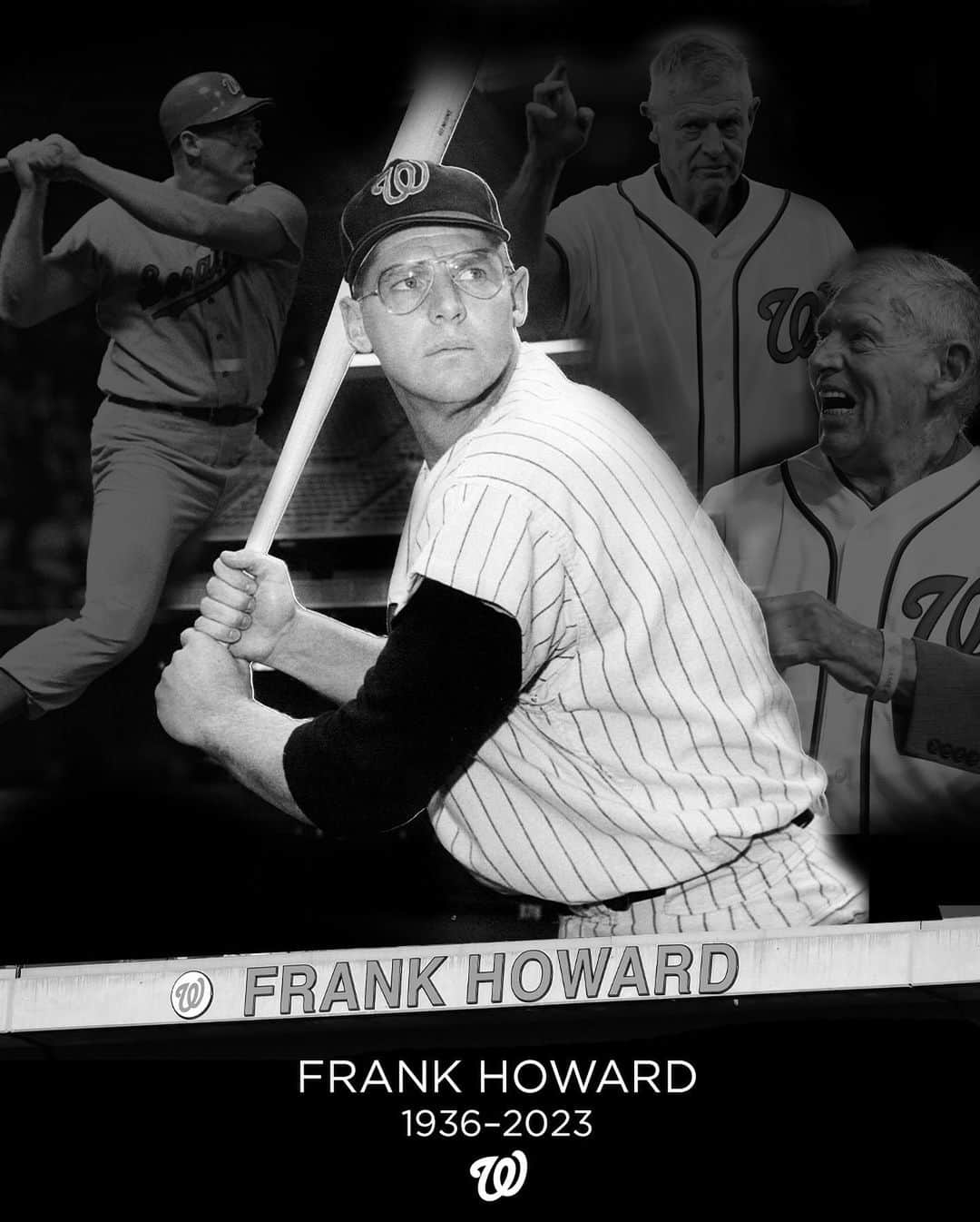 ワシントン・ナショナルズのインスタグラム：「We are deeply saddened to share that Washington Senators legend Frank “Hondo” Howard has passed away at the age of 87. We join Frank’s loved ones in mourning the Gentle Giant, The Capital Punisher.」