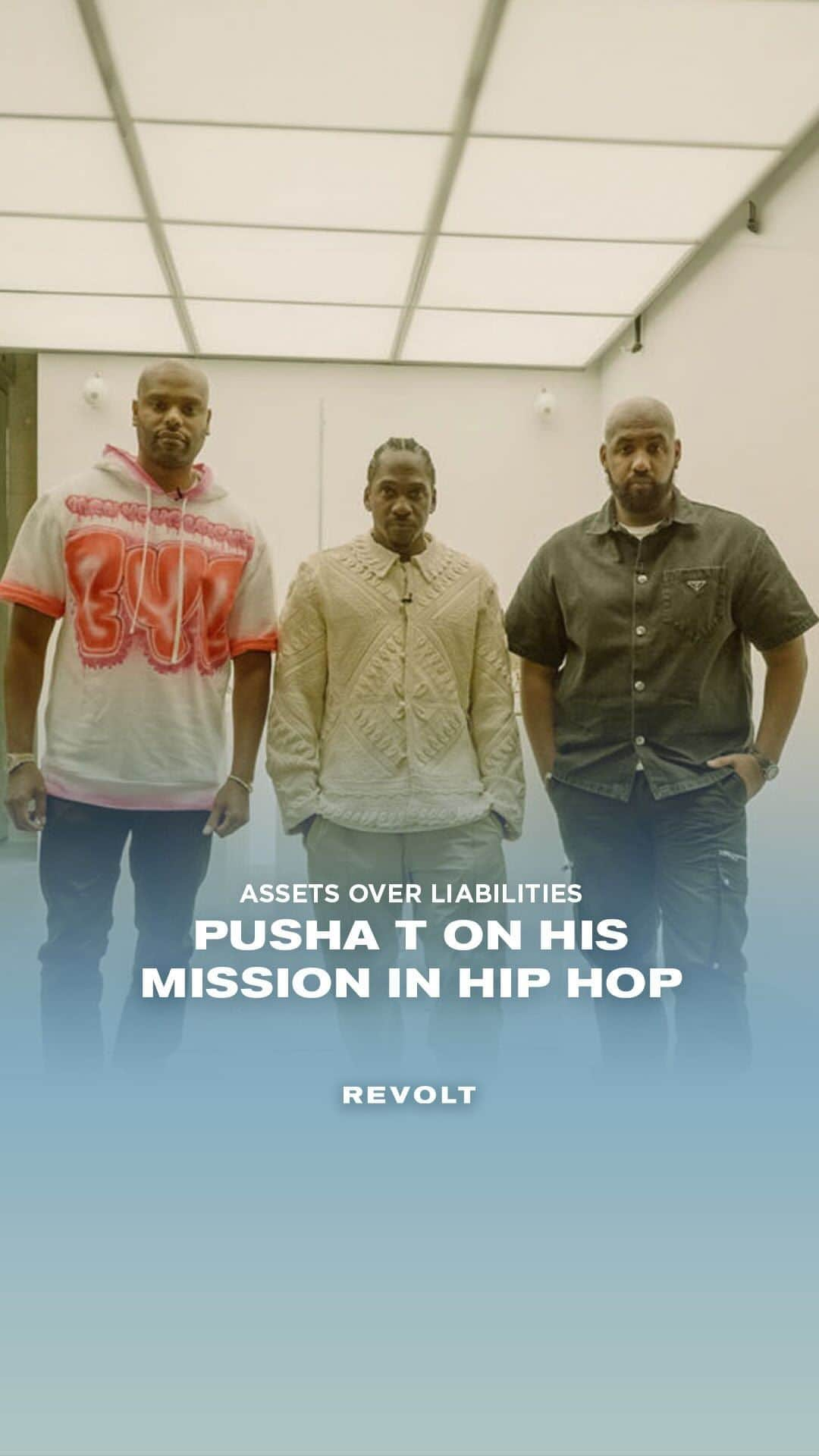 プシャ・Tのインスタグラム：「#AssetsOverLiabilities📈 is BACK!    This week, @RashadBilal and @TroyMillings welcome @KingPush to discuss politics in fashion, being inspired by his friends, understanding the work (not just the perks), being passionate about the mission, and his relationship with Adidas.   Watch TONIGHT @ 9 PM ET only on REVOLT 📺. Stream 📲 Wednesday!」