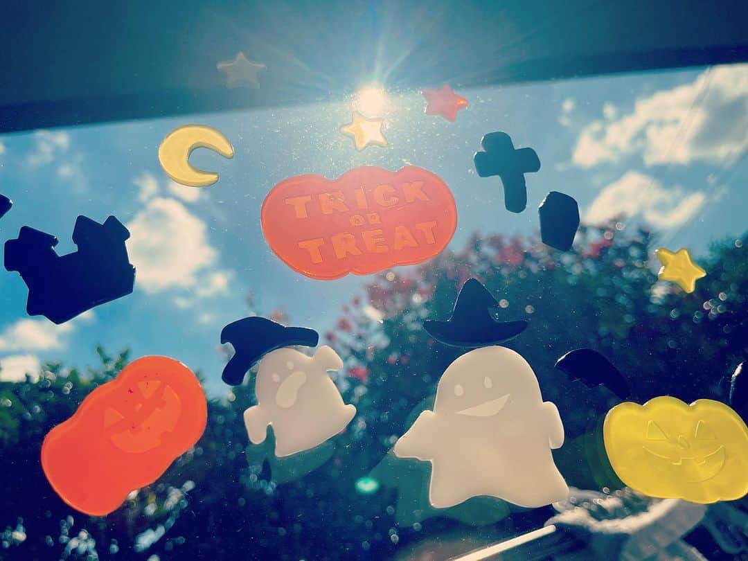 井上侑のインスタグラム：「おはようございます はばぐっでい  #母　#季節ごとの飾り付け　#お好きなようで #孫　#窓のもちもちした何か🎃👻　#手触り　#ハマり中 #halloween」