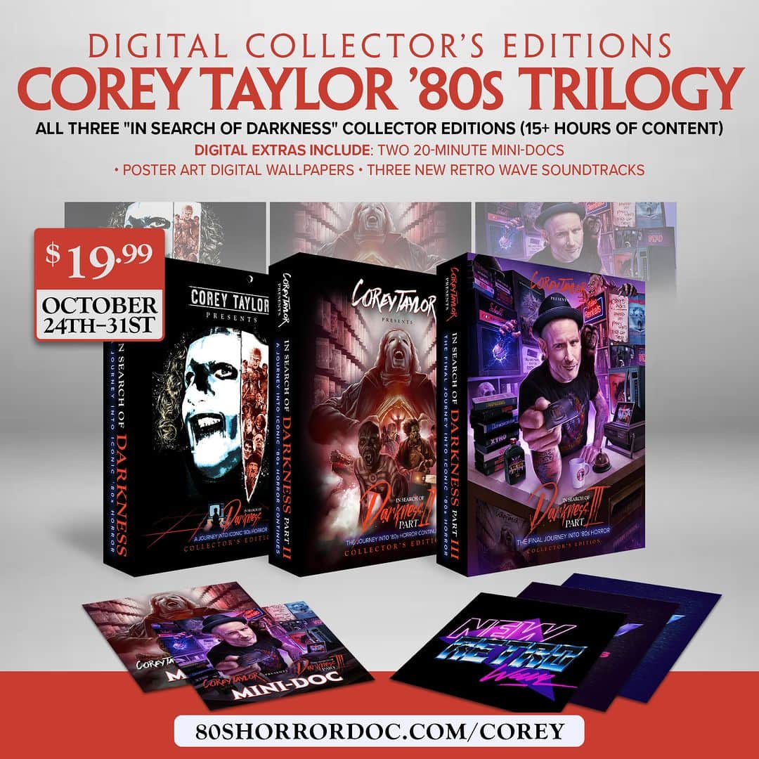 のインスタグラム：「This is your LAST CHANCE! Get my Collector’s Editions of In Search of Darkness on digital before midnight at 80shorrordoc.com/corey or the link in my bio! 🎃」