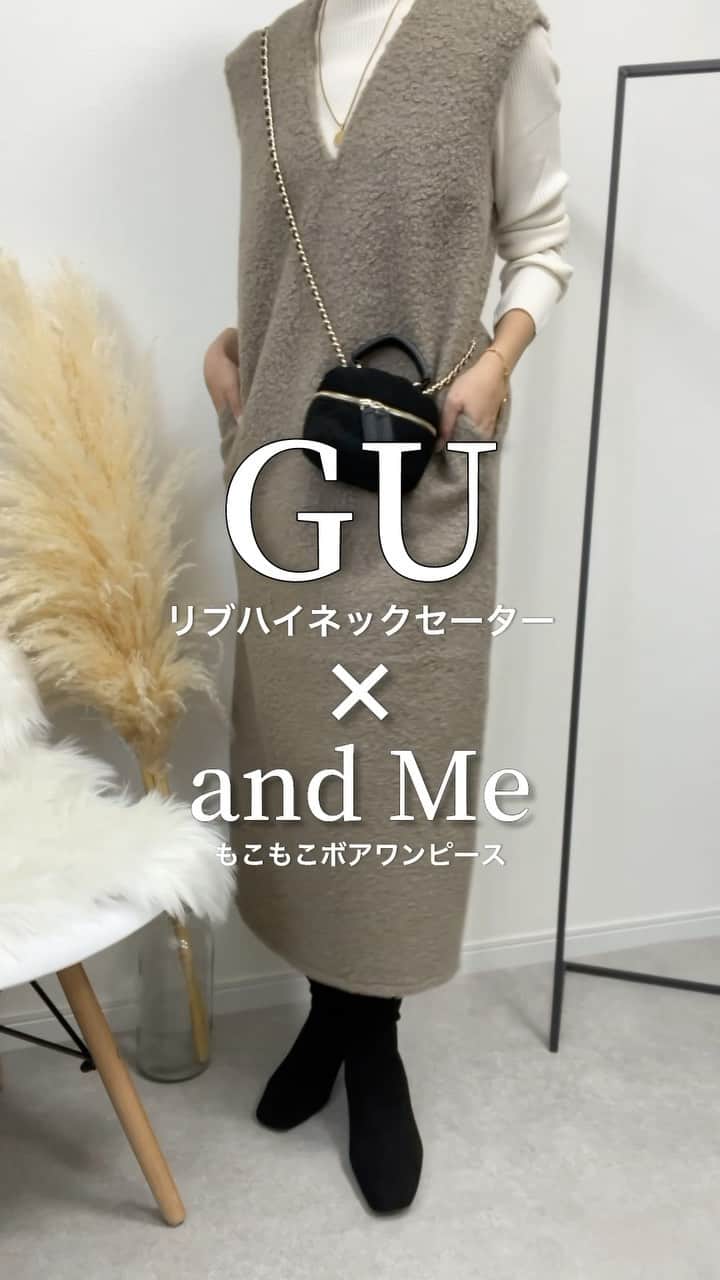 Miyoのインスタグラム：「骨格&パーソナルカラー診断結果▶︎ @miyopu ⁡ もこもこシープ調ボアが可愛いワンピース🤎 昨日1日着てたんだけど、めちゃくちゃ暖かかった！🥹 ⁡ ハイネックorクルーネックセーター、 シアーシャツなど、インナーでいろいろ着回せるよ🥰🫶🏻 (165cm モカ着用) ⁡ \今タイムセール中だよ/ ストーリーズにURL載せておきます🥰 ⁡ one-piece▶︎ @andme_official tops▶︎GU(リブハイネックセーターMサイズ) tops▶︎楽天(my room🔍“フレア袖”) boots▶︎GU bag▶︎zakkabox、zara ⁡ ⁡ ⁡ #PR#andme #アンドミー #アンドミーコーデ #アンドミースタイル#ママコーデ#165cmコーデ#着回しコーデ#GUコーデ#GU購入品#30代コーデ#アラフォーコーデ#ニットコーデ#ワンピースコーデ」