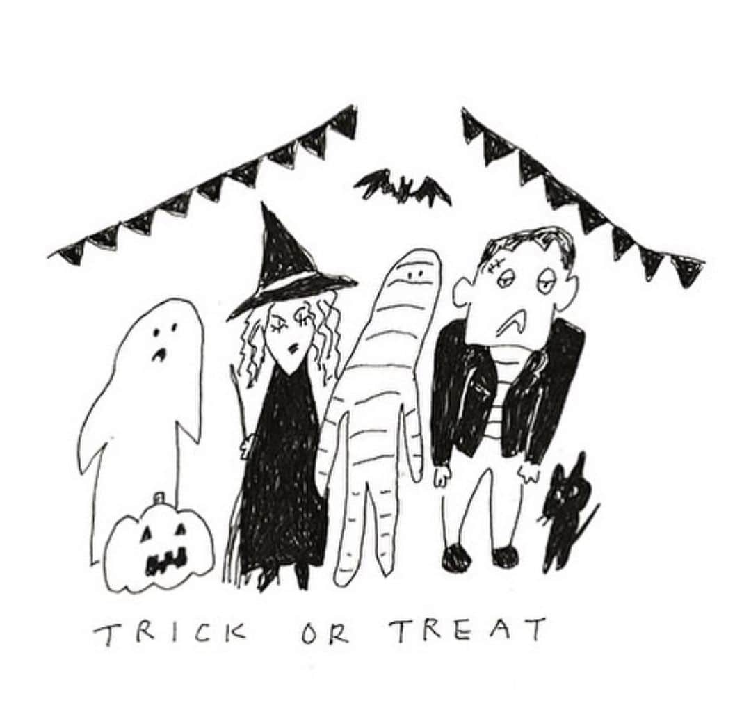 のインスタグラム：「😙🎃 さあさあ、明日からは一気に年末まで走りこみかな。 はやいわねぇ。 秋をゆっくり楽しみたいわ😂 . #🎃 #ハロウィン#halloween  #👻 . #harupei#ハルペイ#doodle#draw#drawing#illustrator#illustration#japan#絵#雑貨#湘南#イラスト#イラストレーター#ゆるい」