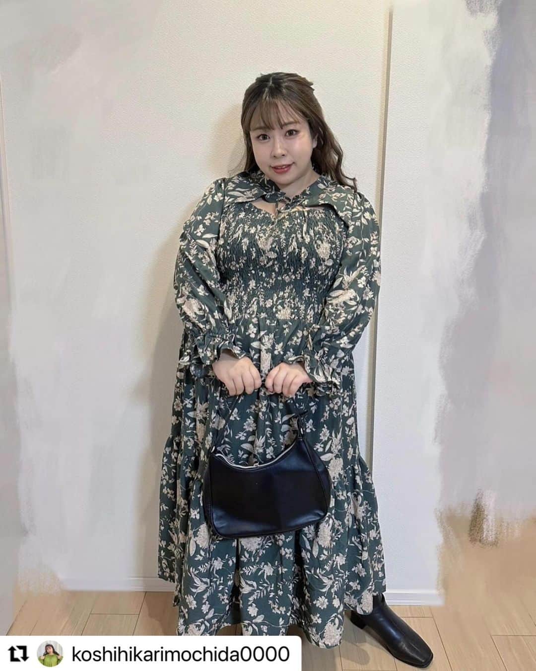 【公式】ハッピーマリリンのインスタグラム：「◁◀︎コーデ動画が大人気 . . . お笑い芸人の 餅田コシヒカリ(@koshihikarimochida0000 )様に マリリンの商品(3L-4L)をご着用いただきました〜☺️ . . . その他商品も、とっても素敵に 着こなしていただいております👗✨ . 餅田さんの特集ページがあるので、 アーカイブをチェック☑️してみてくださいネ‼︎ . . . .  #Repost @koshihikarimochida0000 with @use.repost ・・・ すっかり秋になりましたね～🍁 新しい秋服、どうですか？😌  めちゃかわ秋色ワンピース👗🧡 ーーー ”大人ぽっちゃりさんの為に作った”秋に着たいワンピース https://www.amarilyn.co.jp/c/official/432829/ ーーー  ハッピーマリリンさんの公式サイトに餅田が登場しています！✨ 皆さん是非チェックしてみてくださいね～！👀❤️ @ahappymarilyn  #happymarilyn #ハッピーマリリン #大きいサイズのコーデ #ぽっちゃりコーデ #秋服コーデ #PR」