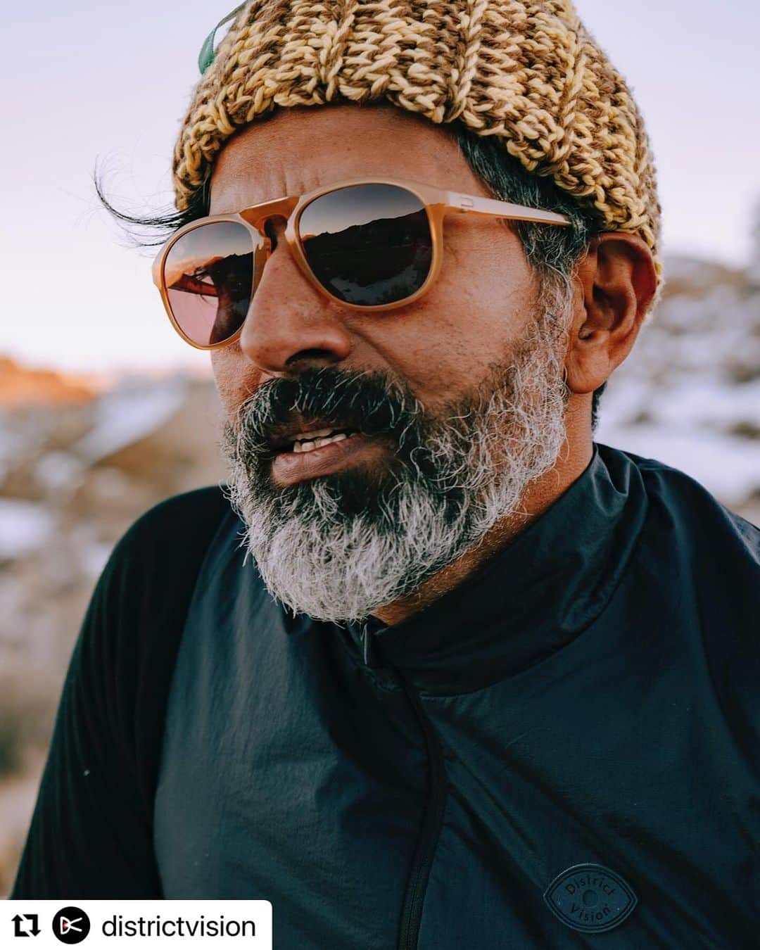 のインスタグラム：「．  #Repost @districtvision with @use.repost ・・・ Linto Gravel Rider (DVG008). Made by hand in Japan.  Designed in close collaboration with LA’s renowned Golden Saddle Cyclery, the Linto Gravel Rider is inspired by heritage cycling sunglasses and comes equipped with D+ Copper polarized and new D+ Blue Ice lens technology.   The frames feature injected nylon construction with titanium armature and hardware, and a custom Golden Saddle Cyclery titanium badge that serves as an homage to the unique craft of bicycle headtube badges. An adjustable and hypoallergenic rubber nose pad and temple tips offer a comfortable, secure, and customizable fit.  Photography by @emilymaye」