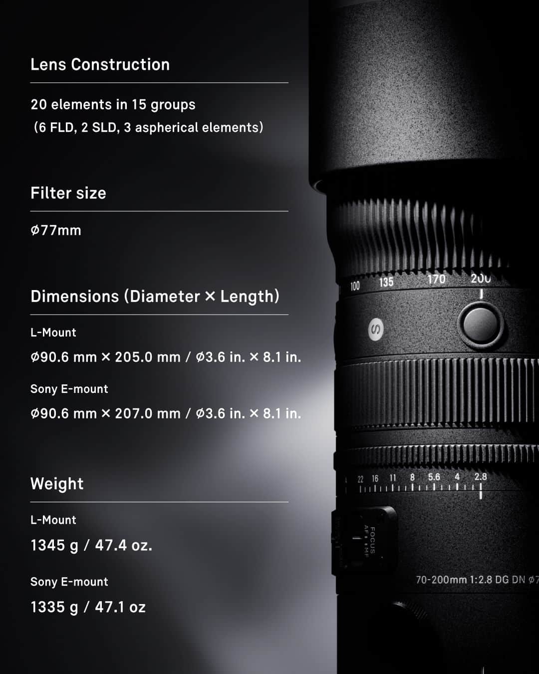 Sigma Corp Of America（シグマ）さんのインスタグラム写真 - (Sigma Corp Of America（シグマ）Instagram)「COMING SOON: The SIGMA 70-200mm F2.8 DG DN OS | Sports, a premium, large-aperture zoom lens for full-frame mirrorless cameras. In addition to the expressive imaging capabilities thanks to the latest optical design, this lens offers a high level of performance and features that meet the expectations of professionals in both still and video, including high-speed autofocus with HLA (High-response Linear Actuator), optical stabilizer with the latest algorithm "OS2", and the superior weather resistance of SIGMA's Sports line. Coming for Sony E-mount & L-Mount.  Check slide 2 for a few official specs, and get ready to put this lens to work in December 2023!  ▶️ LINK IN OUR BIO ◀️ to learn more, or go to:  🔗 bit.ly/sigma-70-200mm-nov-fb  #SIGMA #SIGMA70200mmSports #SIGMASports #SIGMADGDN #sigmaphoto #sigmalens #sigmalenses #photography #telephotolens #zoomlens #Emount #Lmount #mirrorless #fullframe #newproduct #comingsoon」10月31日 14時23分 - sigmaphoto