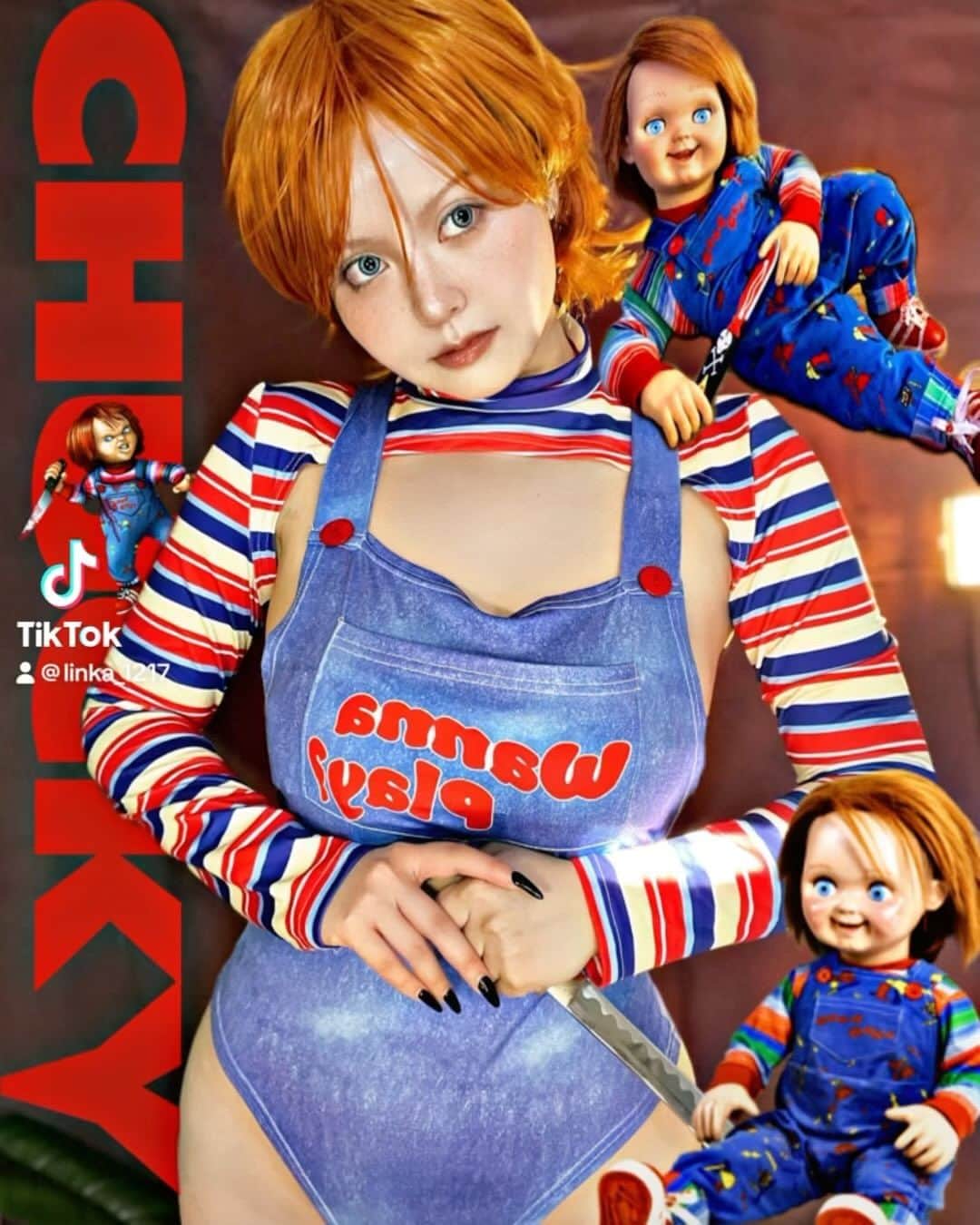 ＬＩＮＣＡのインスタグラム：「🔪♥️  #happyhalloween 2023 #childsplay #chucky #chuckydoll #japan #cosplaygirl #コスプレ #コスプレイヤー」