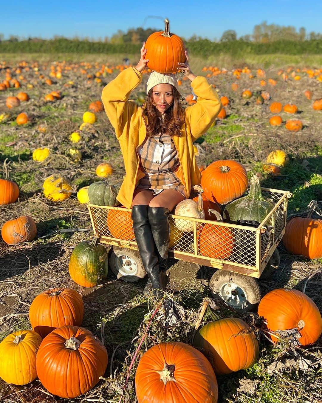 satoprimoのインスタグラム：「🧡happy halloween🧡 🎃pumpkin patch🎃  #happyhalloween #trickortreat #pumpkinpatch」