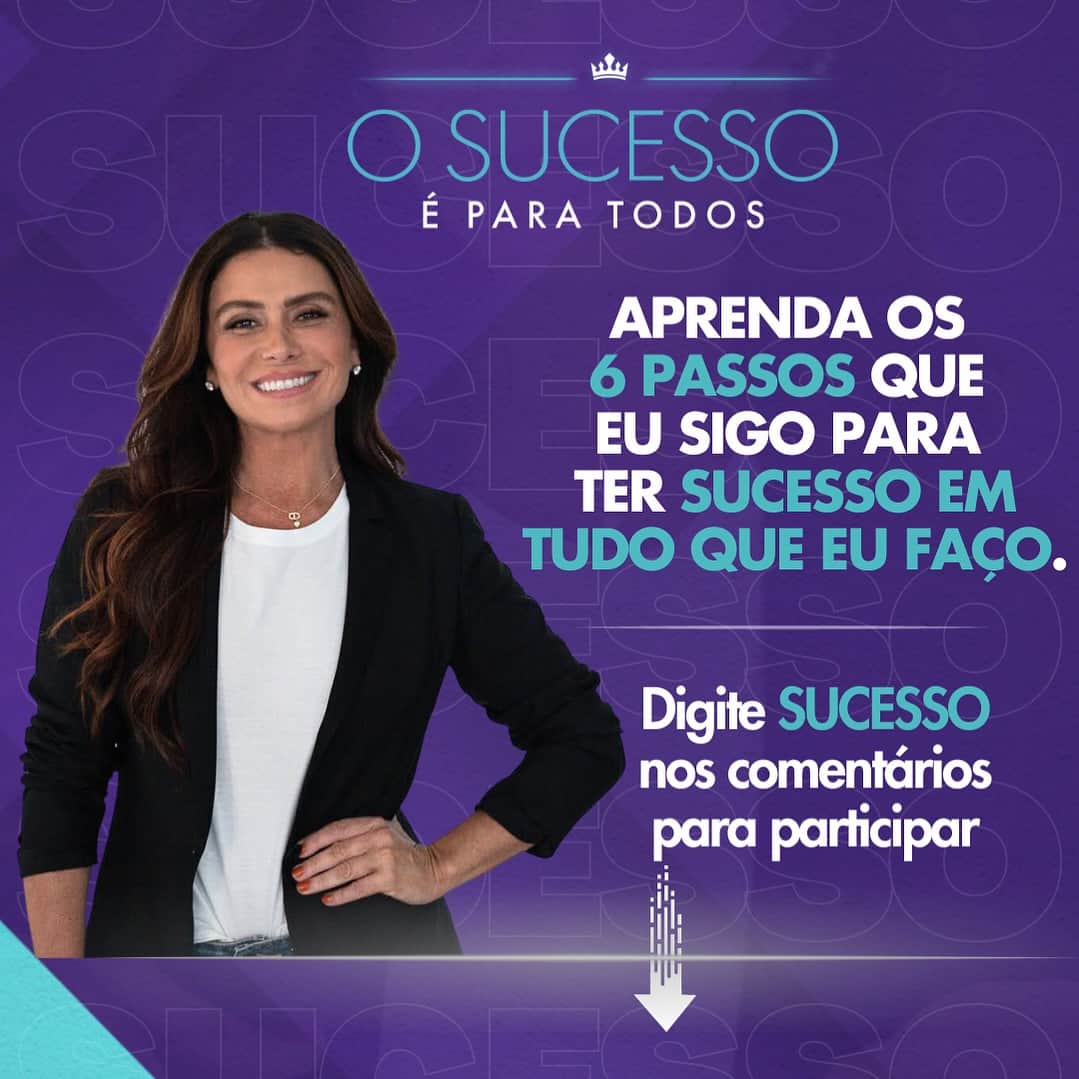 Giovanna Antonelliのインスタグラム：「Escreva uma legenda... Digite "SUCESSO" aqui... 👇  Para receber o convite do meu novo evento, que se chama: O Sucesso É Para Todos. Serão 4 aulas incríveis para você:  Aula 1 - 06/11 • 20h. Começando Sua Jornada do Sucesso.  Aula 2 - 08/11 • 20h Como Desbloquear a Prosperidade.  Aula 3 - 09/11 • 20h Revelando o Mecanismo do Sucesso.  Aula 4 - 12/11 • 20h A Decisão Que Vai Mudar Tudo.  A gente se vê nas aulas. 😉」