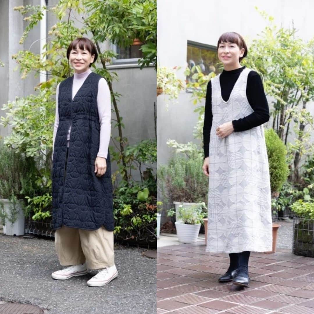 marbleSUD(マーブルシュッド) のインスタグラム：「ナチュラルファッション、美容、レシピ、ヘルスケア、北欧情報など、日々の暮らしに寄り添う情報が満載！宝島社の雑誌「リンネル｣(@liniere_tkj )の公式サイト『リンネル.jp』。 人気サイトの“FASHION”のコーナーにmarble SUDが登場です✨  10月30日(月)から11月1日(水)にかけて、全3回で順次公開となる『大人女子の試着ルポ』。大人気スタイリストの佐藤かなさん(@kaaana75 )と、リンネル編集部のおしゃれ番長Kさんが、この秋着たい理想のコーディネートを披露してくださっています。 第1回は、“大人の「柄」の取り入れ方”がテーマ。柄と言えば、marble SUDの代名詞！普段から柄に慣れ親しんでいる私たちも、目から鱗の素敵なコーディネートをご紹介してくださっています‼️  柄アイテム初心者さんはもちろん、柄好きな方も是非ご覧ください🎃👻」
