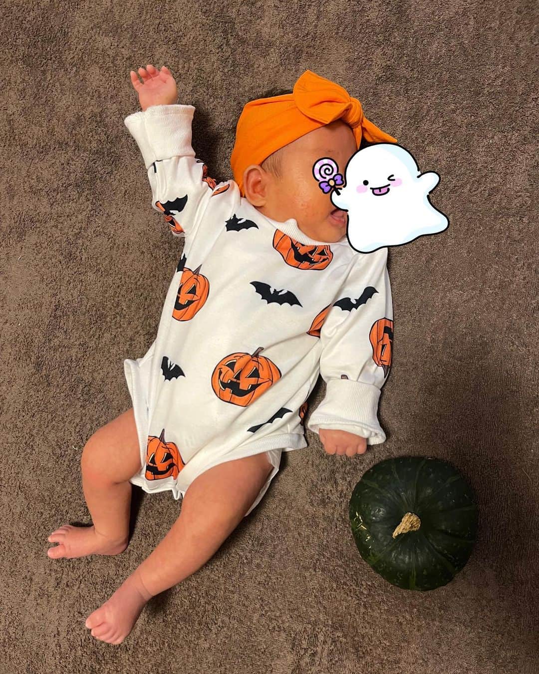 安藤あいかのインスタグラム：「かぼちゃありがとうございました🎃♡ 無農薬かぼちゃ♡甘くておいしかった♡ @az_az_ko_ko   #たけちよ #ハロウィン #かぼちゃレシピ」