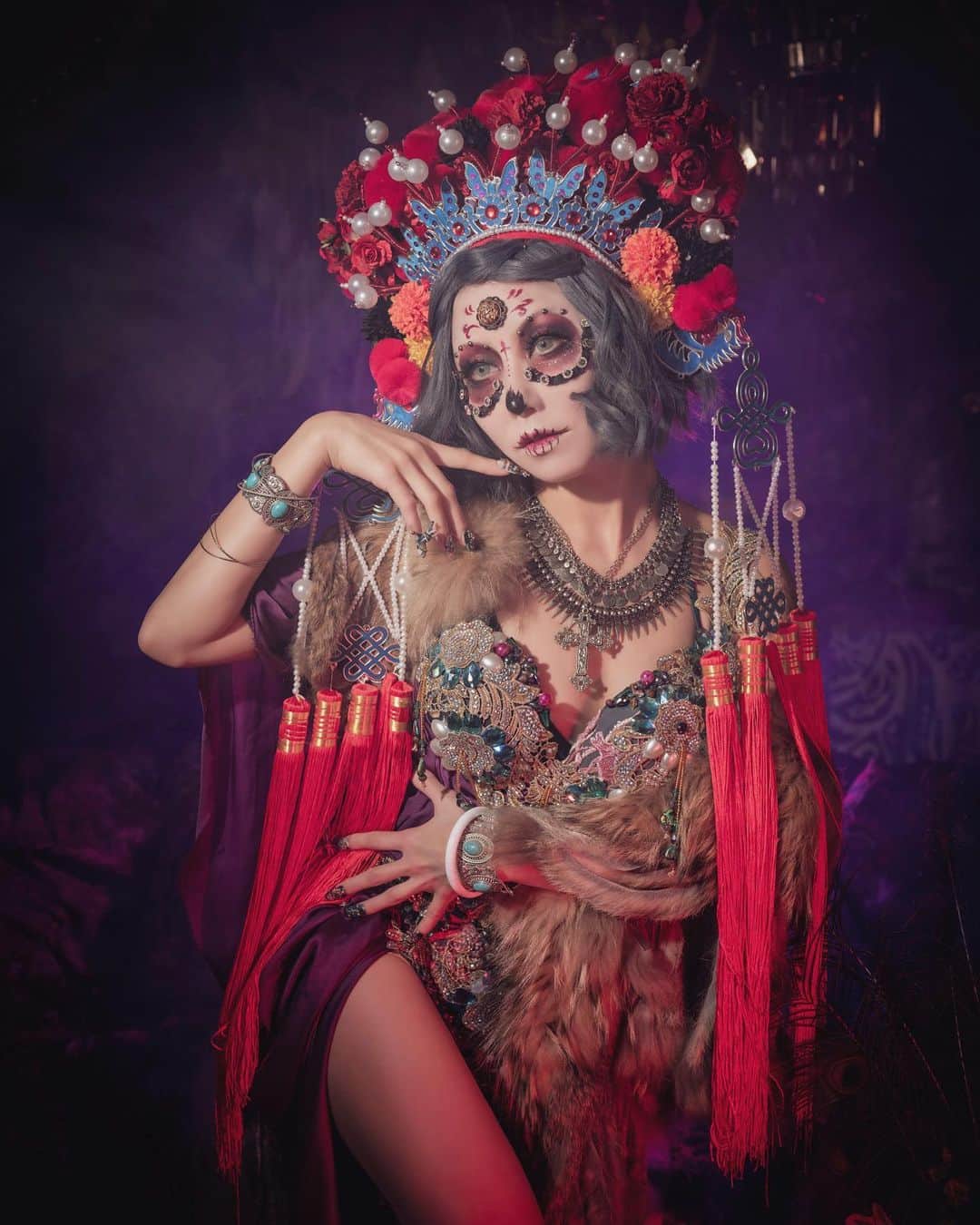 Rilyのインスタグラム：「𝑯𝒂𝒑𝒑𝒚 𝑯𝒂𝒍𝒍𝒐𝒘𝒆𝒆𝒏💀✴︎ ． ． ． #halloween  #happyhalloween  #💀 #バーレスク東京 #burlesquetokyo」