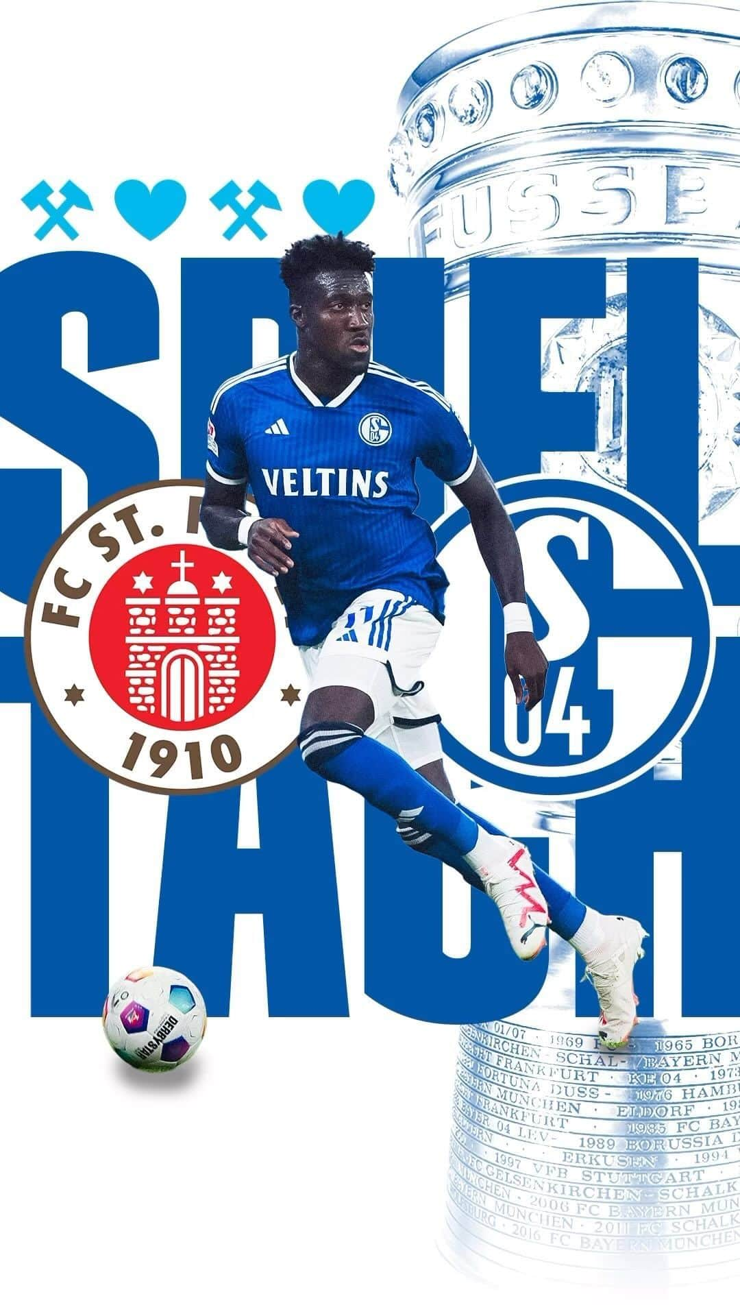 シャルケ04のインスタグラム：「⚒️ SPIELTACH 🏆 @dfb_pokal  🆚 @fcstpauli  🕕 18.00 CET #⃣ #FCSPS04 . . #Schalke #S04 #Knappen #Football #Soccer #Fußball #Futbol #Matchday #EinLebenLang #🔵⚪️」