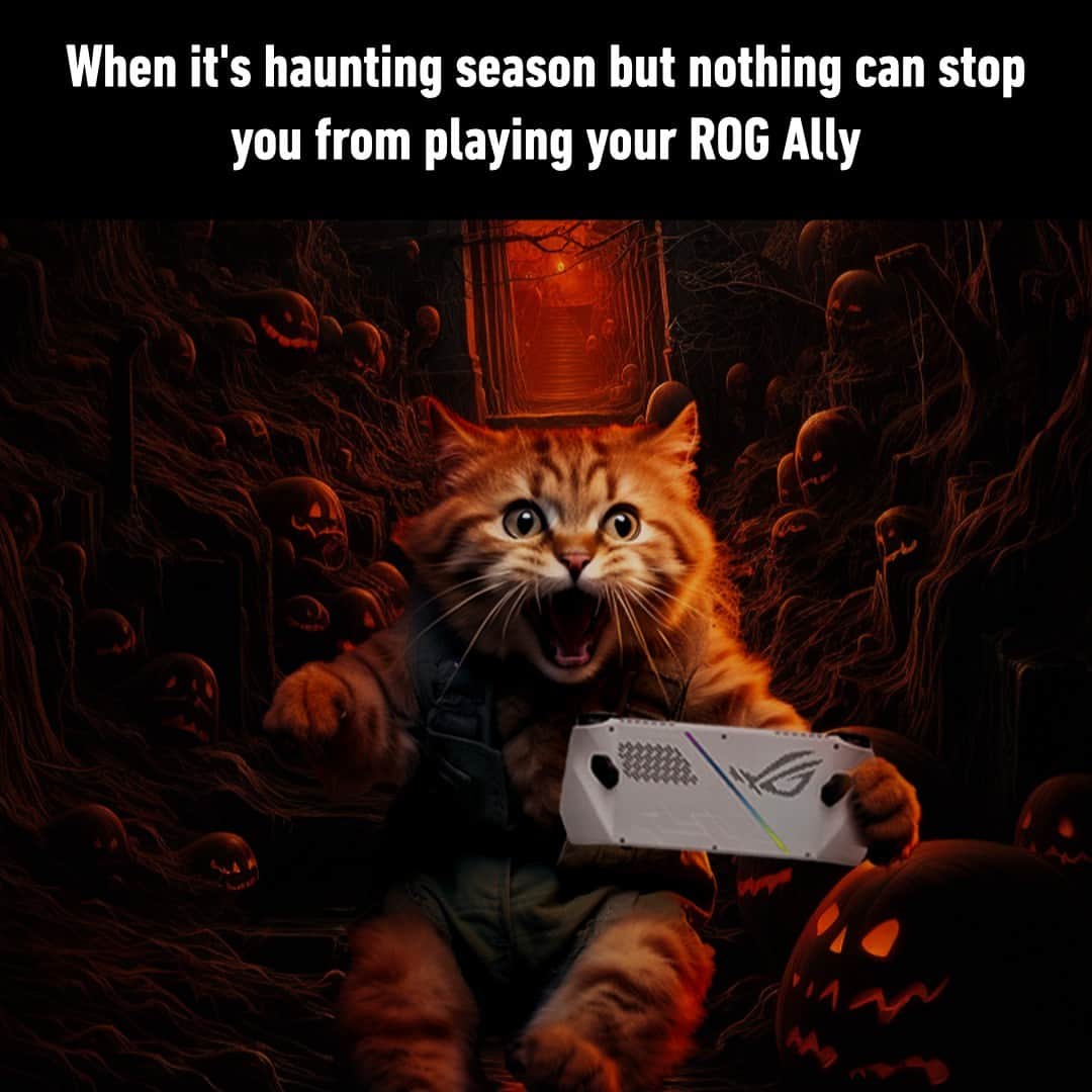 9GAGさんのインスタグラム写真 - (9GAGInstagram)「🎃 The gaming thrills are intense this Halloween 🔥 #ROGALLY is your ultimate gaming companion. Get one now to play your favourite games anytime, anywhere. Link in bio.  @asusrog #playALLYourgames #ROGALLY」10月31日 18時55分 - 9gag