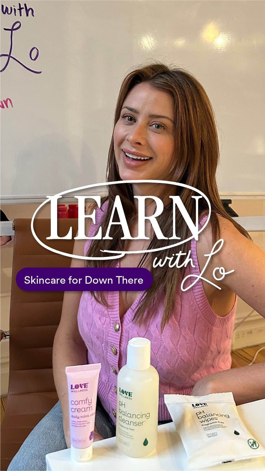 ロー・ボスワースのインスタグラム：「We’re back students, but this time with a NEW lesson 👩🏻‍🏫! Today’s topic is all about skincare…but not the kind for your face. Get ready as we dive into:  💜Why do you need a skincare routine for your V? 🤝Vagina vs. Vulva 🧴What Love Wellness product helps with feeling clean + moisturized down there?  Next week we’re going more in depth with Professor Lo about moisturizing. Be sure to come prepared with any questions you may have!  #skincaretips #skincarefordownthere #skincareingredients #phbalancingcleanser」