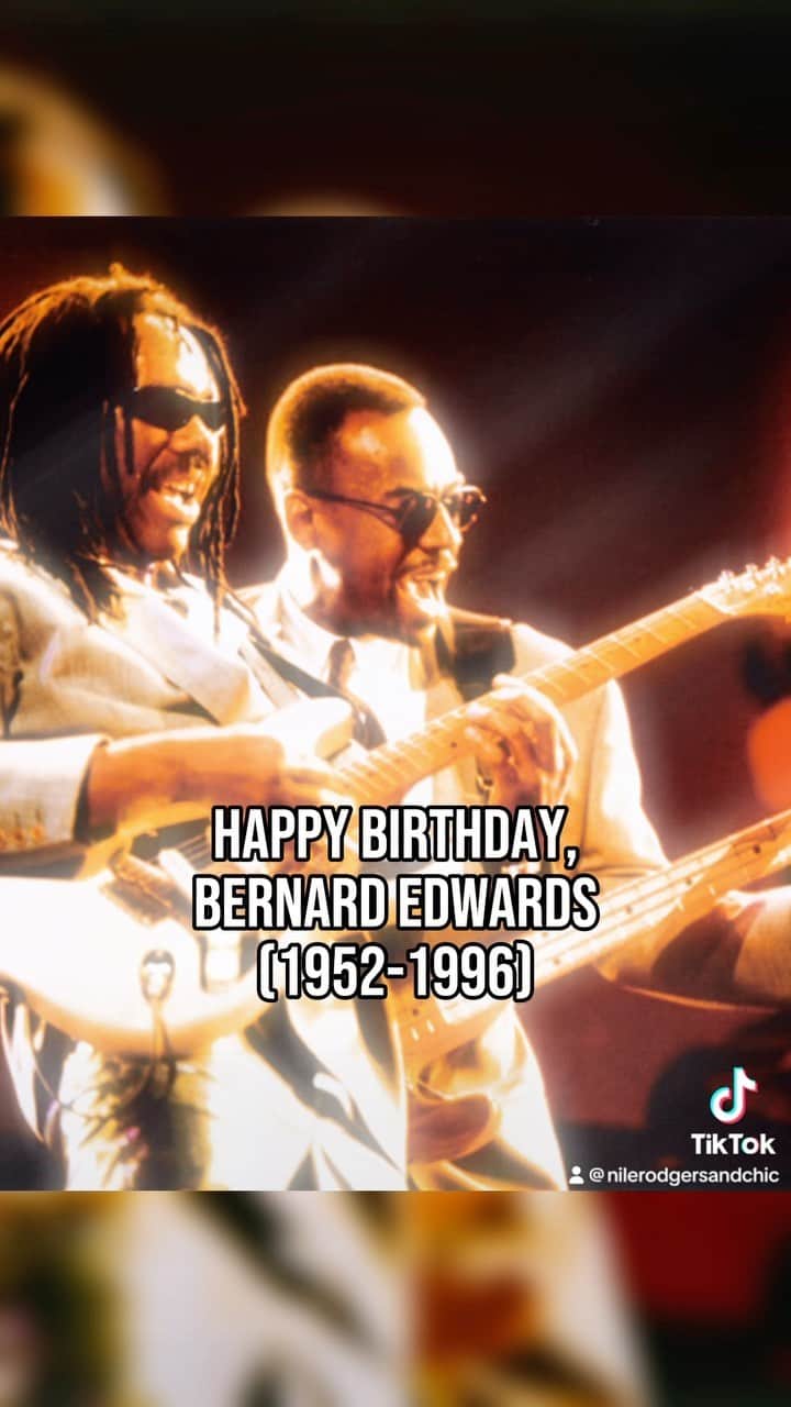 ナイル・ロジャースのインスタグラム：「"That's my guitar player and I'm his bass player" – Bernard Edwards (1952-1996)  #HappyBirthday my brother #BernardEdwards RIP  You are missed every day ♥️🙏🏽」