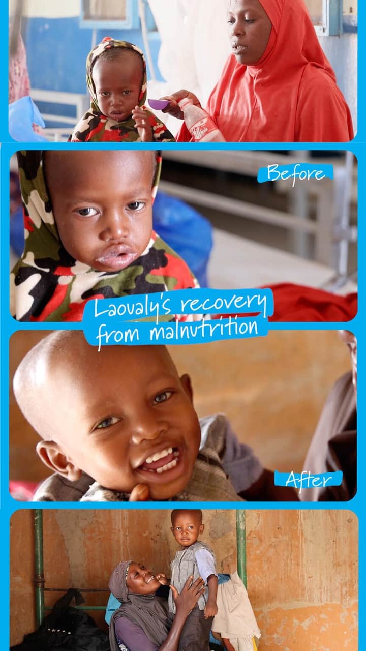 unicefのインスタグラム：「Little Laoualy was so sick from flu and malnutrition that he couldn’t stand up.  This is the simple solution which helped save his life in Niger.」