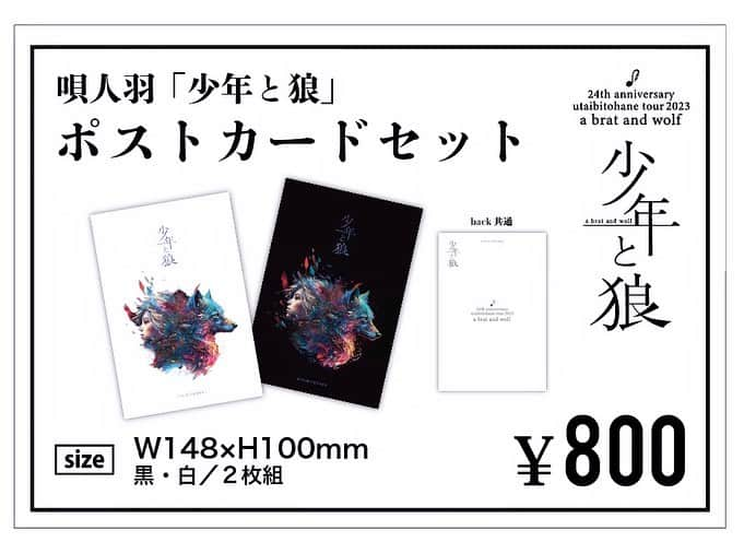 本多哲郎さんのインスタグラム写真 - (本多哲郎Instagram)「唄人羽　24th Anniversary NEW ALBUM『少年と狼』release全国ツアー  ツアーグッズ紹介3 今回はまとめて紹介致します。  ●唄人羽「少年と狼」サコッシュ ¥2300  ●唄人羽「少年と狼」ポストカードセット　白黒2枚入 ¥800  ●唄人羽「少年と狼」アクリルキーホルダー ¥1200  ●唄人羽「少年と狼」ステッカーセット　2枚入 ¥500  ●唄人羽「少年と狼」ピックセット　白ピック黒ピック2枚入 ¥600  久しぶりのリリースツアーですのでキーホルダー、ステッカー、サコッシュを作ってみました。 皆様、是非チェック宜しくお願い致します。」10月31日 22時09分 - hane_tetsu
