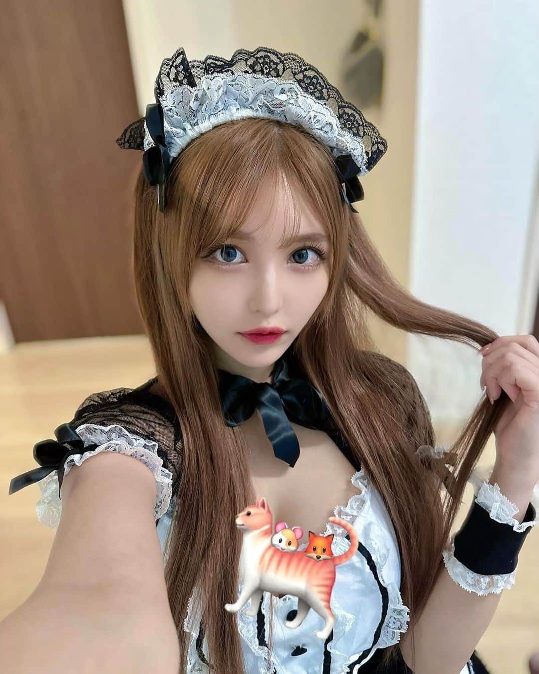 Ninaのインスタグラム：「🕯🎃*⸜𝑯𝒂𝒑𝒑𝒚 𝑯𝒂𝒍𝒍𝒐𝒘𝒆𝒆𝒏⸝*👻🍬🍭  今年はおうちハロウィン♡ 料理頑張った！(̳^. ̫ .^ ̳)  カラコン @lenssis.jp @_lenssis   hair @lapis_sota    #ハロウィンコスプレ  #メイドコスプレ」