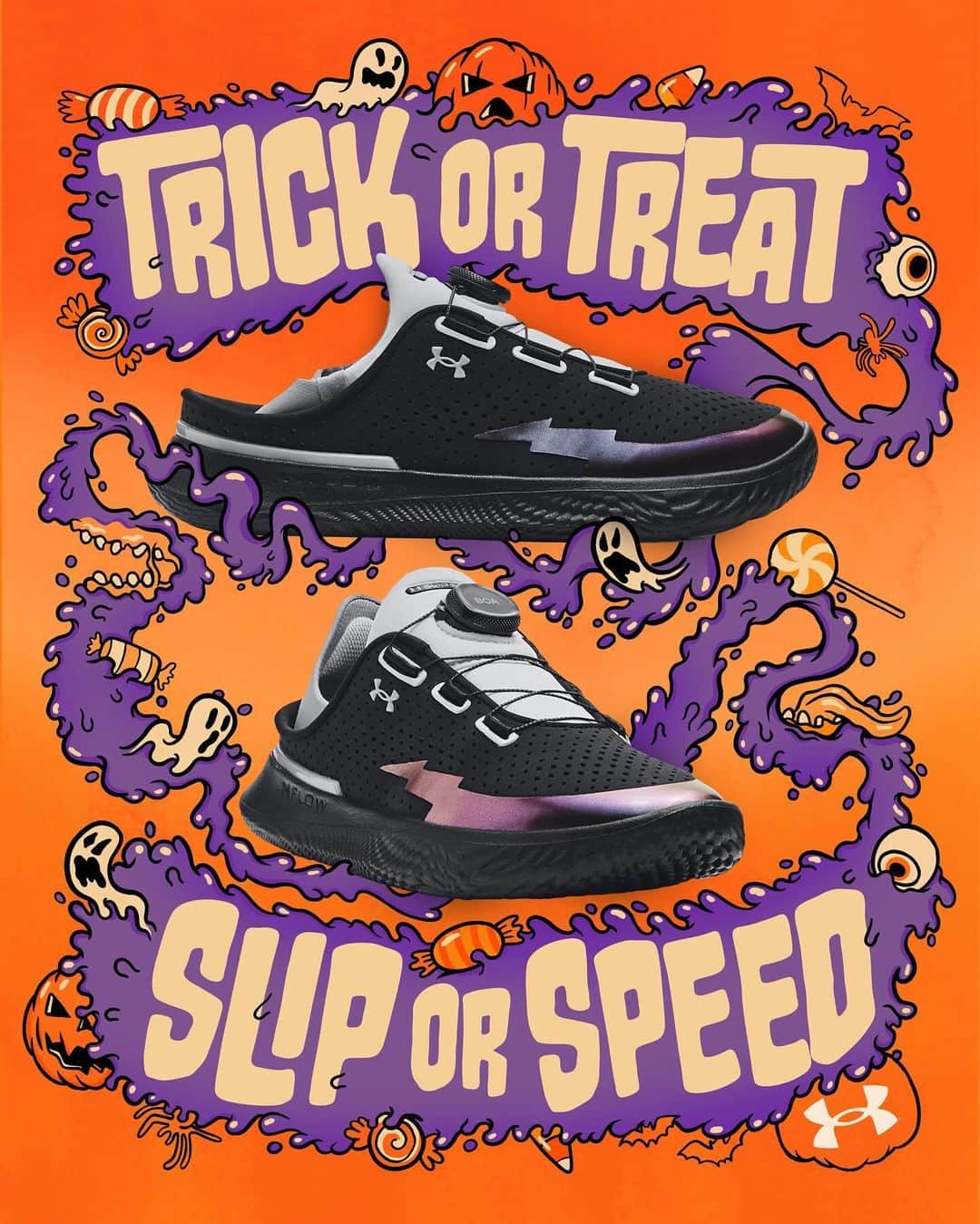 Under Armourさんのインスタグラム写真 - (Under ArmourInstagram)「No tricks, all treat 🎃 #UASlipSpeed kids is the only shoe with 2 modes to go from chill mode to sport mode.」11月1日 0時05分 - underarmour
