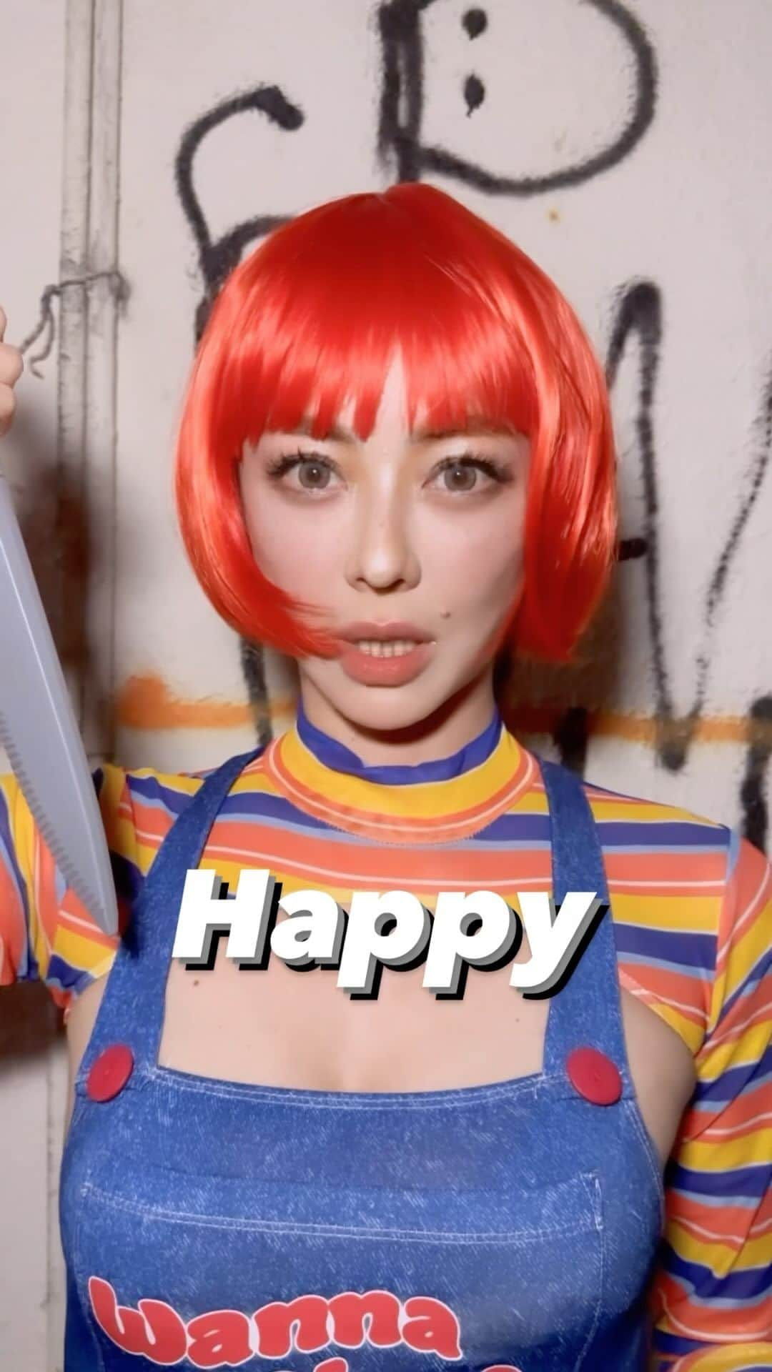 松岡李那のインスタグラム：「HAPPY CHUCKY SEASON YOU LOVERS❤️ #chucky #halloween #cosplay #childplay」