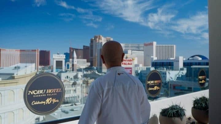 松久信幸のインスタグラム：「From our inaugural Nobu Hotel in Las Vegas back in 2013, we’ve expanded to an impressive 38 hotels globally. @nobucaesarspalace remains an iconic hotspot in Las Vegas, exemplifying the enduring influence and allure of the Nobu brand. Kanpai to the Nobu legacy! #NobuHotels #NobuHotels10 #NobuRestaurants」