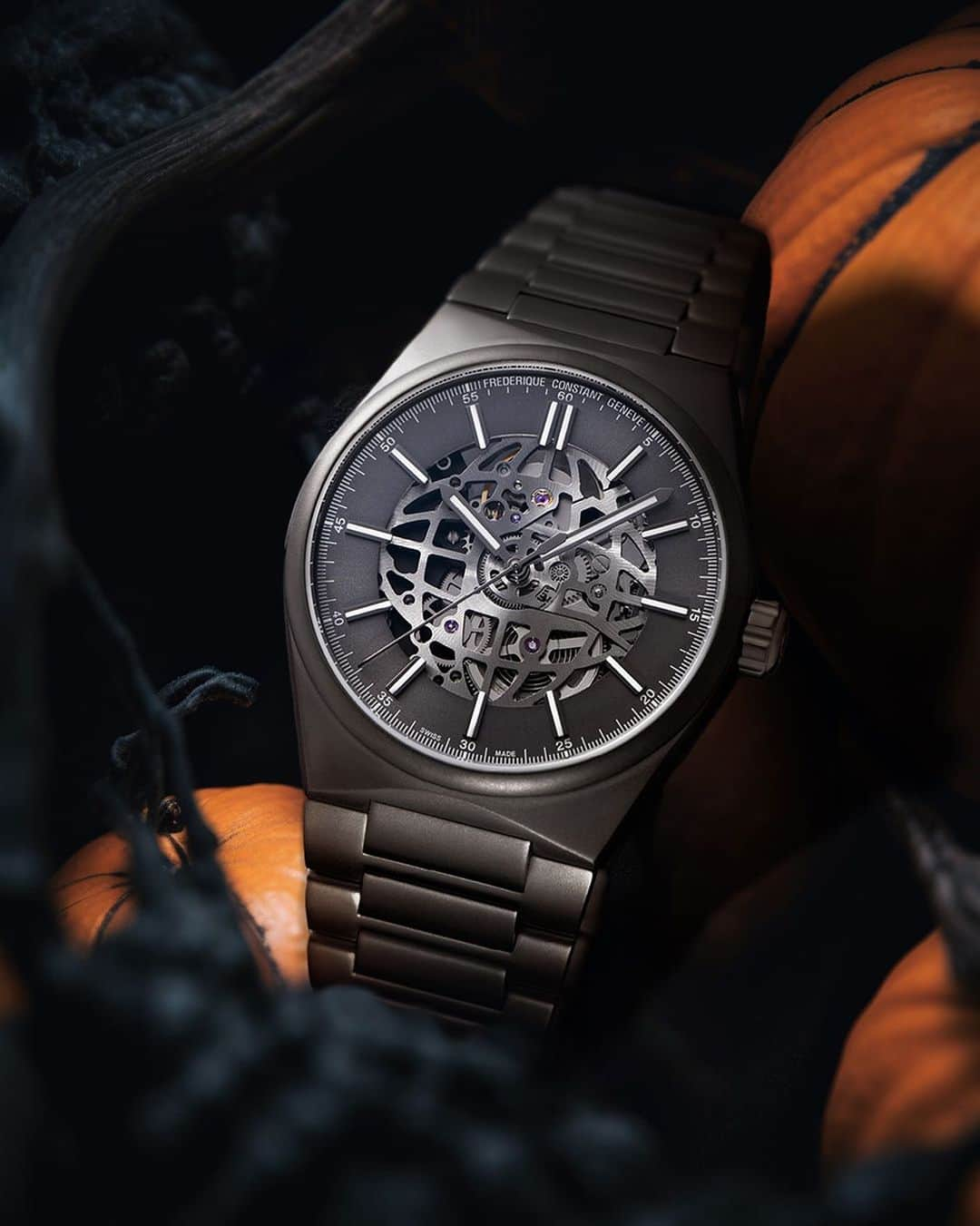 フレデリックコンスタントのインスタグラム：「Don't be afraid to accessorize your Halloween outfit with the Highlife Automatic Skeleton.  #HighlifeCollection #SkeletonWatch #Halloween」