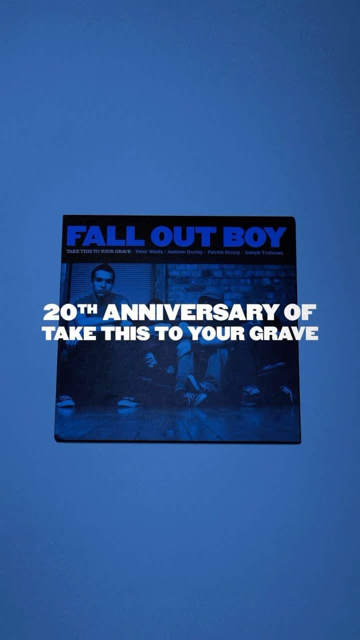 Fueled By Ramenのインスタグラム：「Take This To Your Grave 20th Anniversary Edition out December 15th 💙 @FallOutBoy    Pre-order now including the limited edition 36-page hardcover coffee table book + blue vinyl, featuring two unreleased demos (« Colorado Song » + « Jakus Song ») exclusive to the FOB store.  🔗 Link in bio」