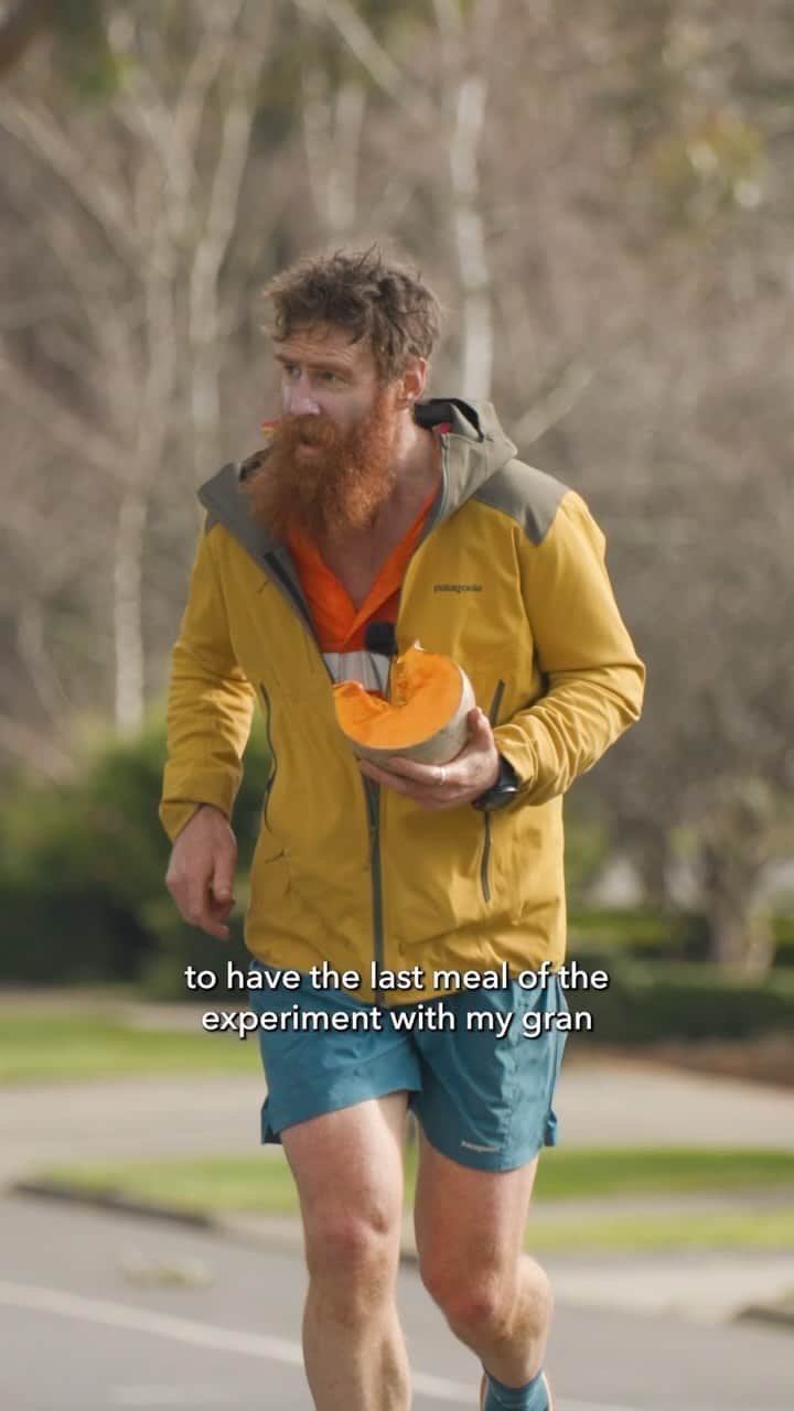 patagoniaのインスタグラム：「Two and a half days. 64 miles. One large pumpkin. Why? Why not?   Beau Miles loves running and riding, he’s passionate about food heritage and he’s curious about how the things he eats impact the way his body performs. Logically, this led him to a bold idea: go for a multisport, multiday trip and eat just one thing. As a connoisseur of orange foods and the proud owner of a pumpkin patch grown from his grandmother’s seeds, @beauisms knew exactly what his one food would be.」