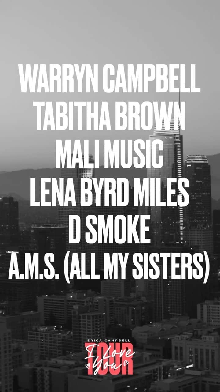 エリカ・キャンベルのインスタグラム：「LA! I’m coming home this Friday for my album listening event at @caliworship with @iamtabithabrown @malimusic @lenabyrdmiles @warryncampbell @dsmoke7 & A.M.S!   You can’t miss this! Make sure you register RIGHT NOW at bit.ly/iloveyoucali」