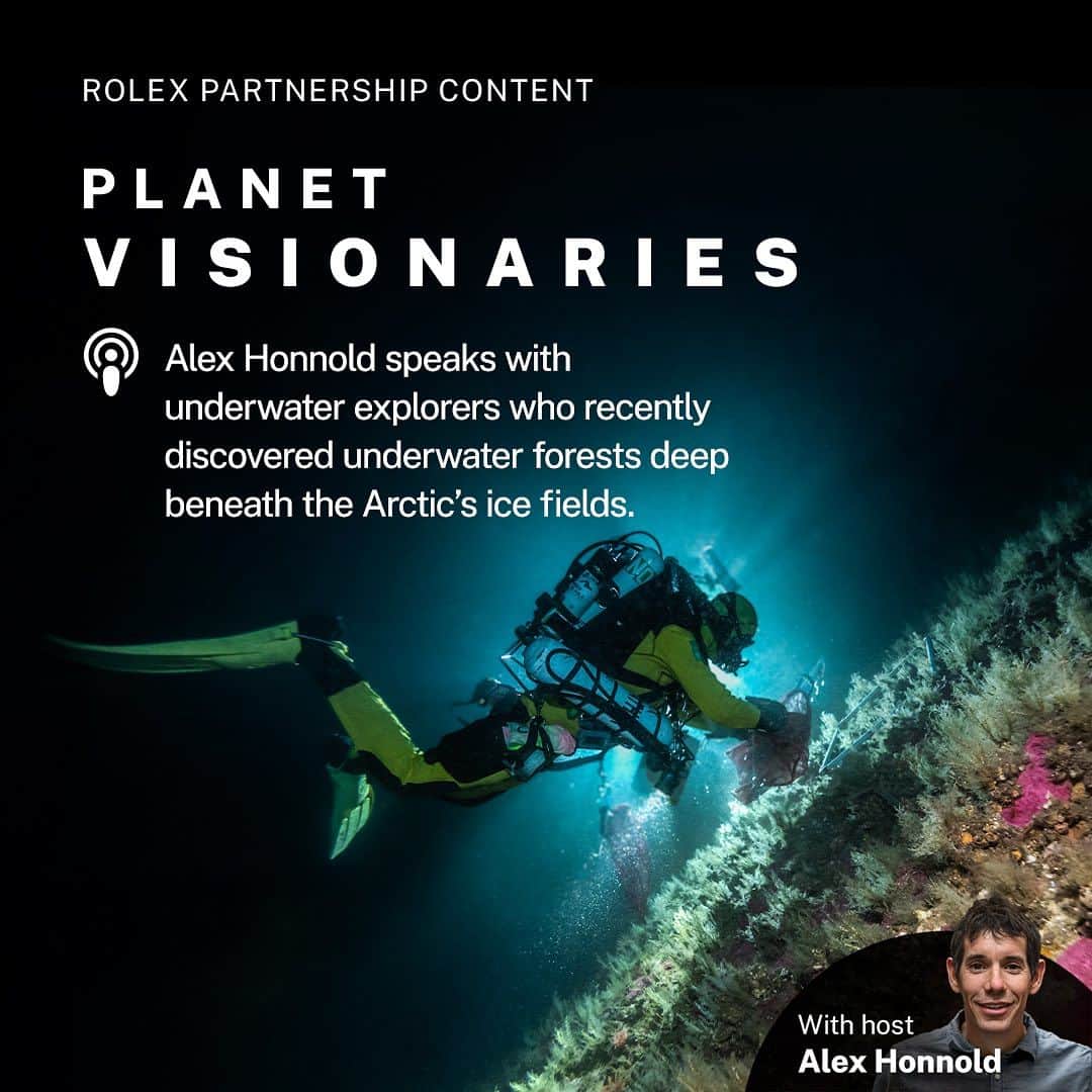 アレックス・オノルドのインスタグラム：「On the latest episode of Planet Visionaries, I got to speak with Ghislain Bardout and Emmanuelle Périé-Bardout, founders of Under the Pole, an underwater scientific exploration program. Click the link in my bio to listen now. #RolexPartnershipContent @rolex #PerpetualPlanet」