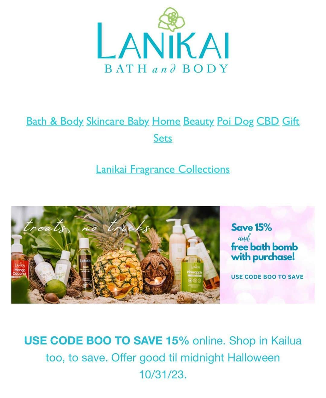 Lanikai Bath and Bodyのインスタグラム：「Treat yourself! Happy Halloween from Lanikai. #boo #happyhalloween #lanikaibathandbody」