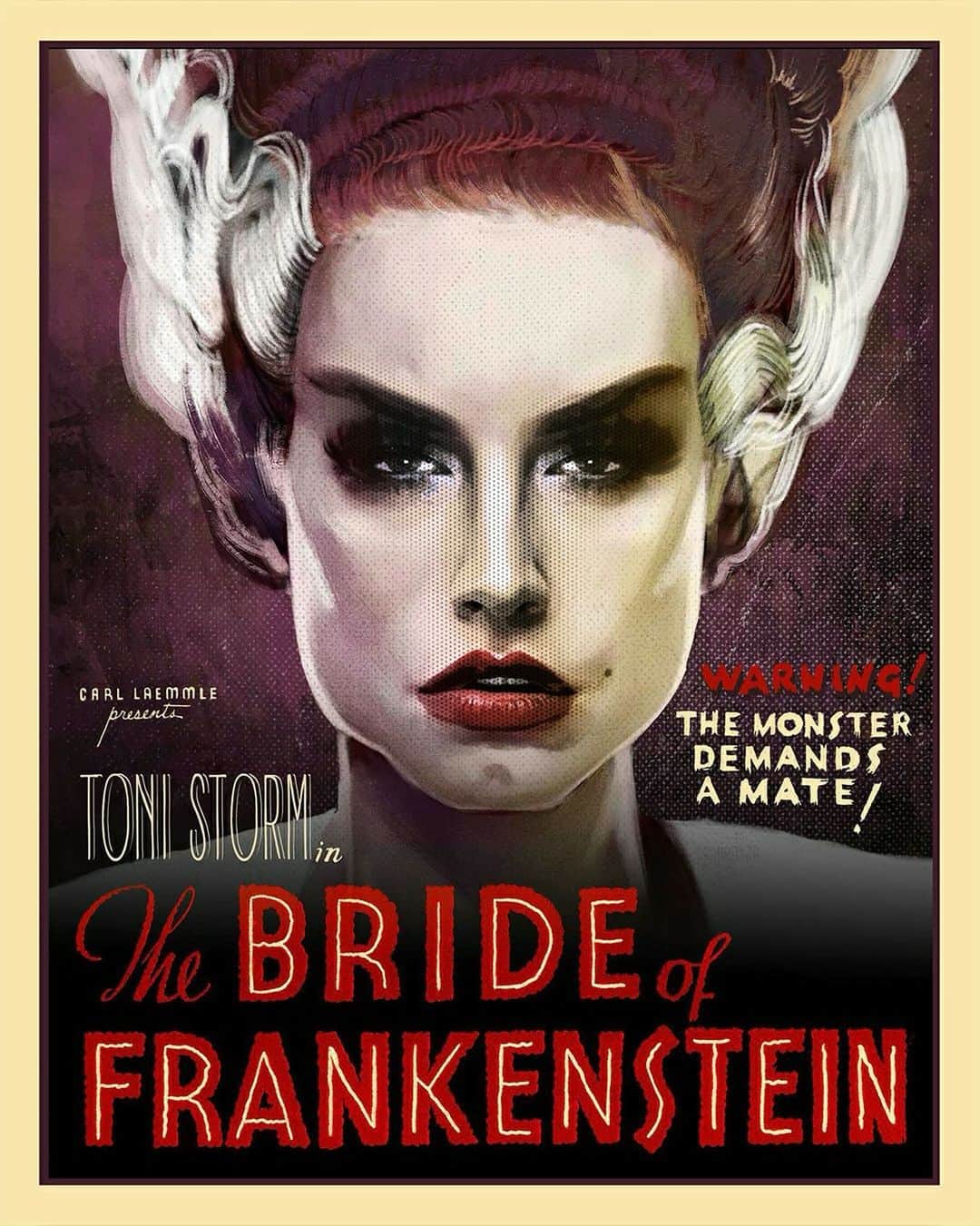 トニー・ストームのインスタグラム：「Are you searching for a classic cinematic fright fest to watch this Hallow’s Eve?  Look no further than THE BRIDE OF FRANKENSTEIN starring “Timeless” @tonistorm_ as the mistress of the macabre!」