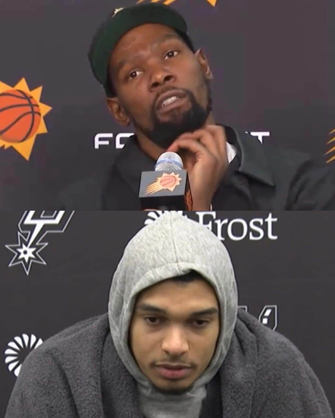 NBAのインスタグラム：「Kevin Durant (26p/7a) & Victor Wembanyama (18p/8r/4b) on their first matchup together! 🗣️」