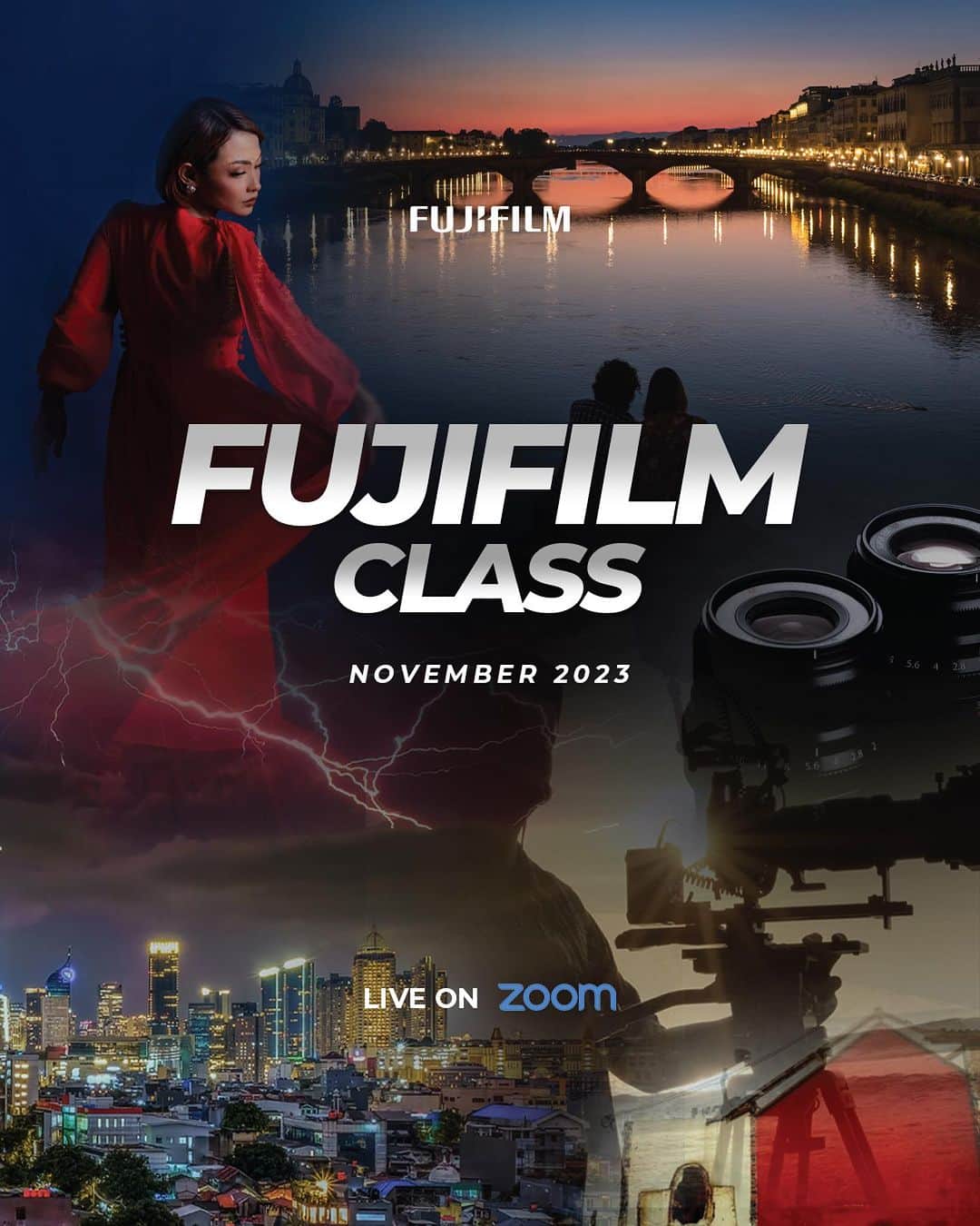 FUJIFILM INDONESIAのインスタグラム：「Fujifilm Class kembali hadir di bulan November dengan topik-topik menarik yang pasti akan memperkaya pengalaman fotografi dan videografi kamu. Daftarkan diri kamu sekarang juga dan jadilah bagian dari insan terfuji yang kreatif 🔥  Pendaftaran bisa kamu lakukan melalui tautan berikut Bit.ly/FujifilmClassNovember23  #Fujifilm_id #FujifilmIndonesia」