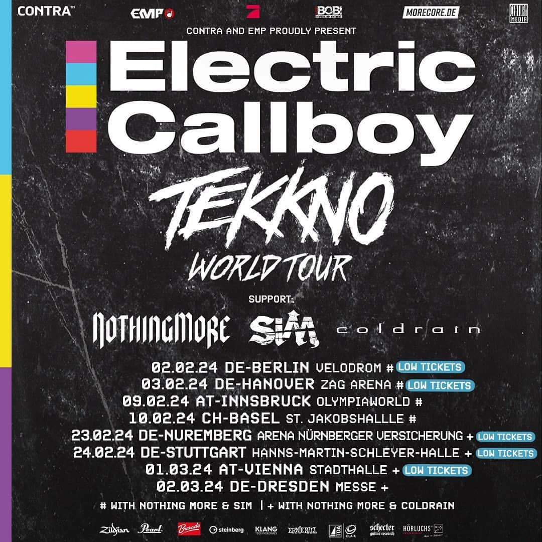 MAH のインスタグラム：「🇩🇰 🇩🇪 🇨🇿 🇵🇱 🇦🇹 🇨🇭 🇳🇱 🇬🇧 🇧🇪 We’re so excited to announce SiM will be supporting @electriccallboy TEKKNO WORLD TOUR in Germany, Austria and Switzerland!  We’re also supporting @nothingmoremusic SPIRITS EUROPEAN TOUR 2024 with @siamese_band as we announced, Can’t wait to see you guys in February!  #SiM #PLAYDEAD #SiMEUUKTOUR」