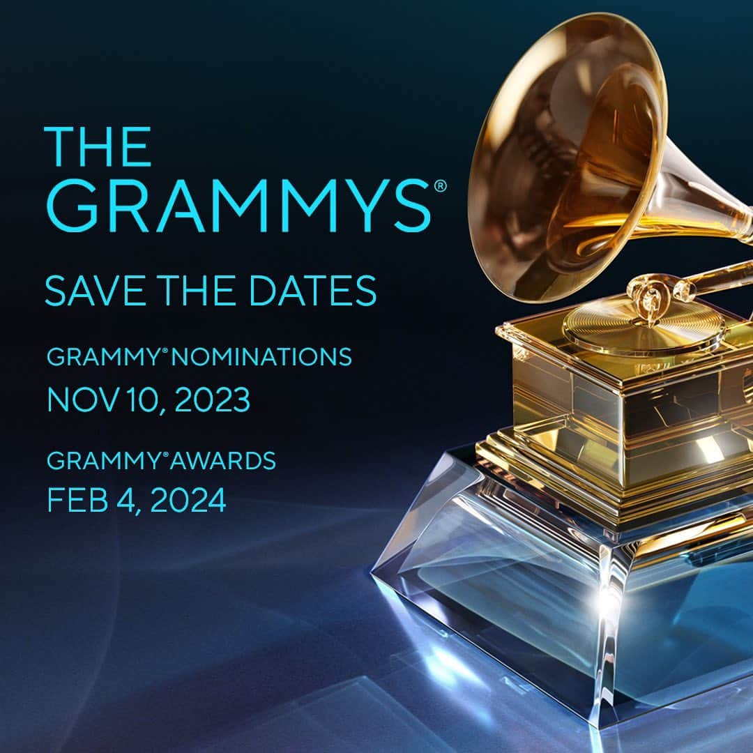 The GRAMMYsのインスタグラム：「Picture the music celebration and save the dates! 🎶  🗓 The 66th #GRAMMYs nominees will be announced on Nov. 10th, 2023 ahead of Music’s Biggest Night’s on Feb. 4th, 2024, which will air LIVE on @CBStv from @cryptocomarena. Who are you rooting for?」