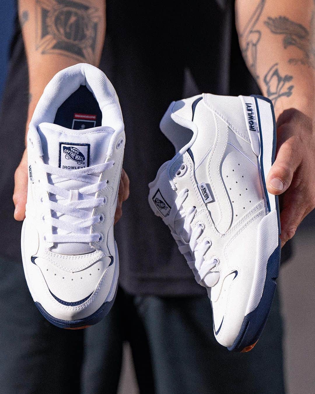 Vans Skateのインスタグラム：「The Rowley XLT is back. Featuring a white/navy synthetic upper to honor the original build. Available at select VCU skate shops only on November 1.」