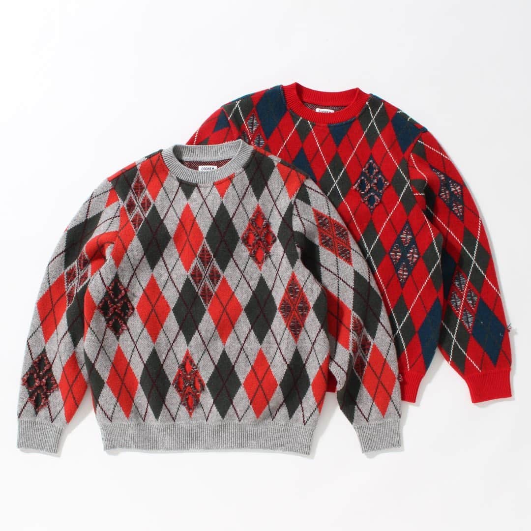 Bshop officialさんのインスタグラム写真 - (Bshop officialInstagram)「COOHEM CRASHED ARGYLE CHECK KNIT PO -Exclusive- ¥38,500  @coohem   #coohem #23aw #bshop」11月1日 12時23分 - bshop_official