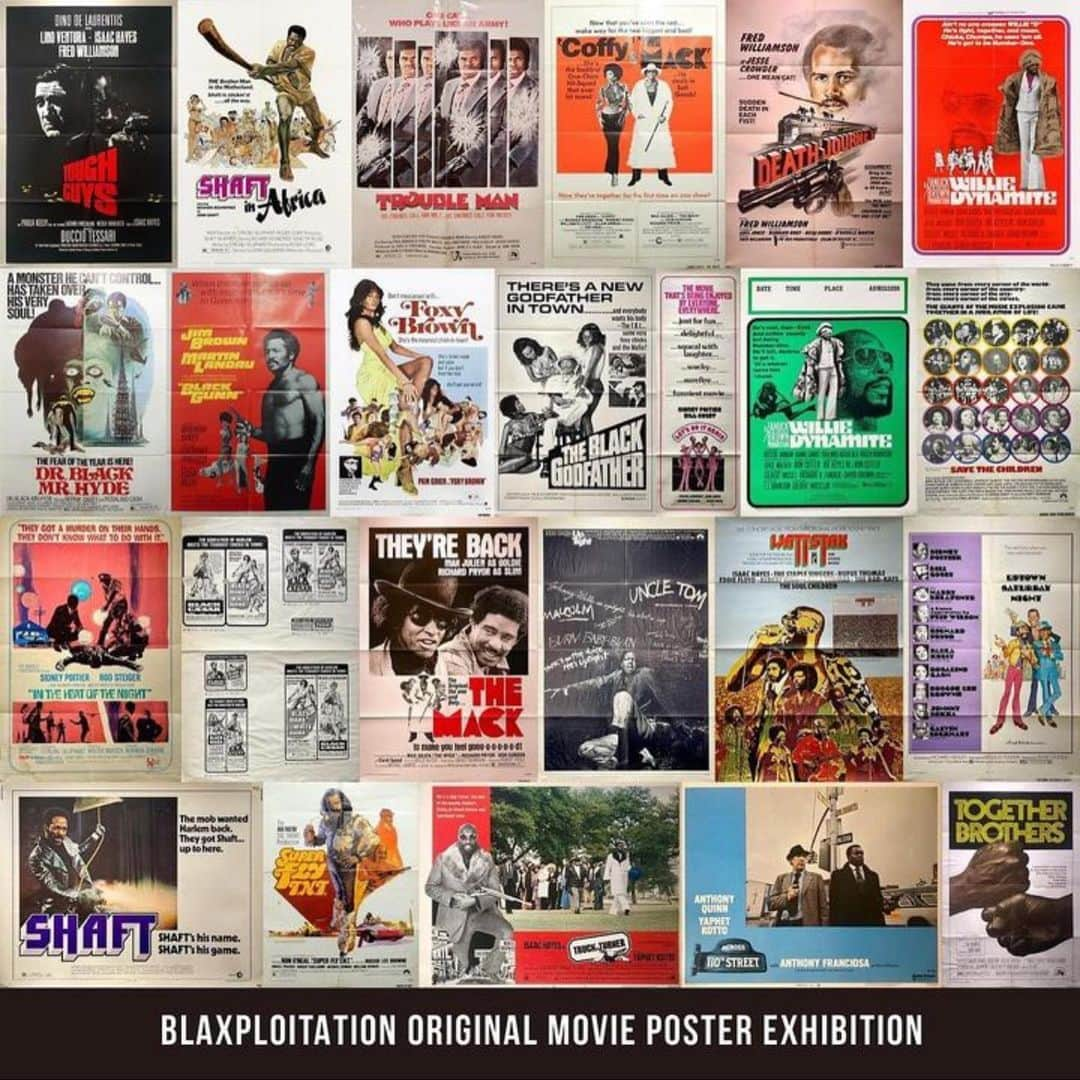 MUROのインスタグラム：「今度の日曜日は、 現在　@grandgallery_store にて 開催中の「BLAXPLOITATION〜 ORIGINAL MOVIE POSTER EXHIBITION〜」最終日にて、 15時〜2時間程選曲させて頂きマス🎬 エントランスフリーですので、 是非お立ち寄りください♪✨ @yasushiide  #20231105 #grandgallary  #blaxploitation #movieposter」