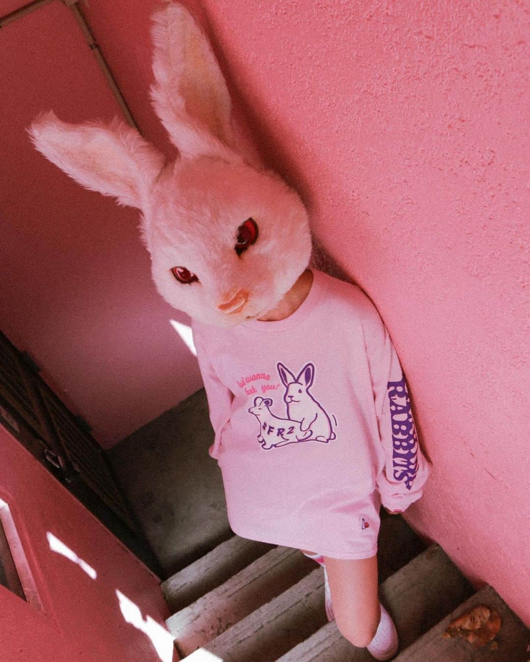 #FR2梅(UME)のインスタグラム：「Playing Rabbits Longsleeve T-shirt🐇🐇🩷 #FR2梅　#fxxkingrabbits #nosexualservices」