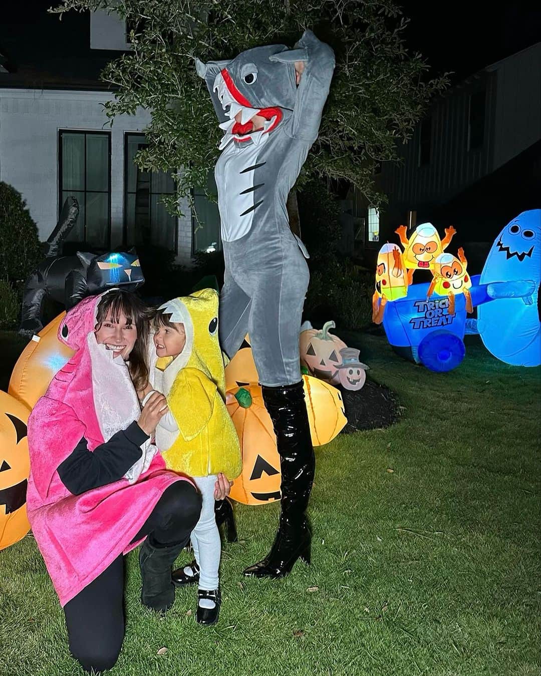 Ha-Ashのインスタグラム：「La Familia Tiburón 🦈  Tiburón Bebé turuturu… Tiburón Mamá turuturu… y Tiburón Ashley 👀🤷🏻‍♀️🤦🏻‍♀️ jajajaja #happyhalloween 🎃」