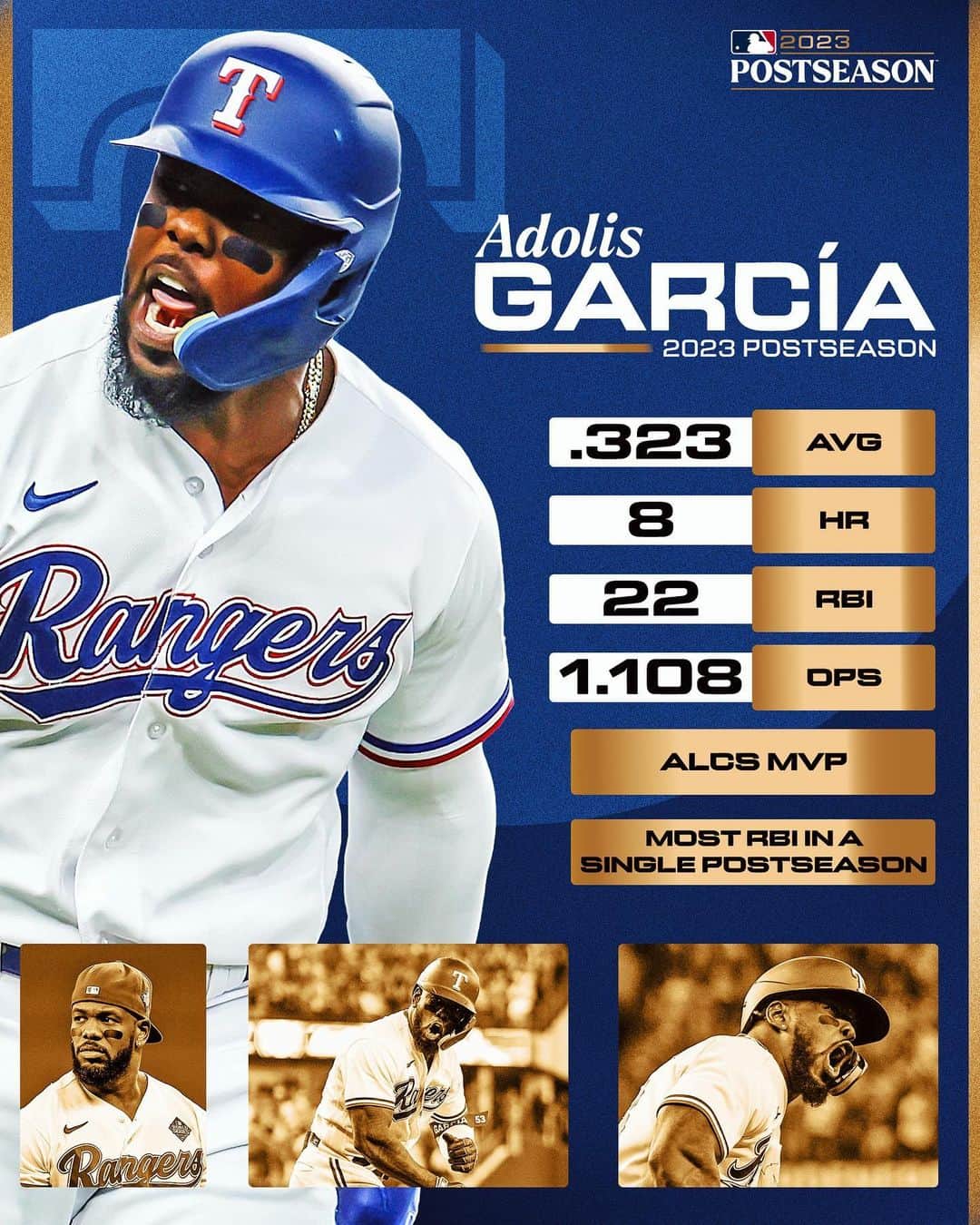 MLBさんのインスタグラム写真 - (MLBInstagram)「In his first taste of #Postseason baseball, Adolis García put together a record-setting performance.」11月1日 23時29分 - mlb