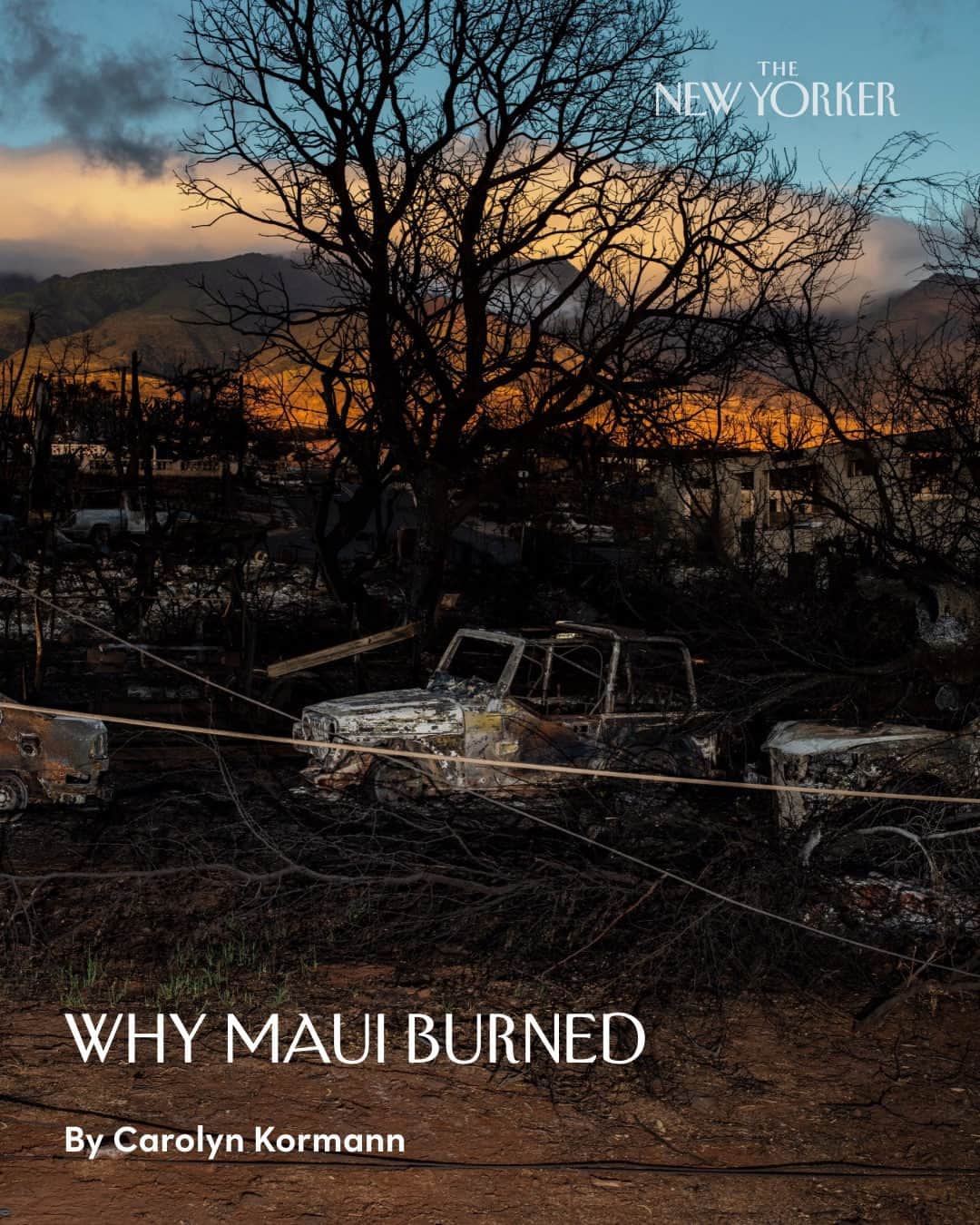 The New Yorkerのインスタグラム：「At 12:22 A.M. on August 8th, a brush fire ignited in central Maui, prompting evacuations. At 6:37 A.M., 36 miles away, another brush fire ignited, in a bone-dry field bordering Lahaina Intermediate School. The county declared that the Lahaina fire was contained by 10 A.M., but around 3 P.M., the fire had flared up again in the same area. Firefighters faced conditions that exceeded their capabilities—the day’s strong winds, high temperatures, and low humidity allowed the blaze to tumble freely and grow exponentially faster. The wildfire that spread through Lahaina was the deadliest in the United States in more than a century: 99 people have been confirmed deceased, and in a town of nearly 13,000 people, at least 7,200 were displaced.  The devastation of the wildfire was unprecedented, but the fire itself was not. Public safety officials, scientists, and activists had warned for years of the wildfire risks in Maui, owing to the surging population and dryness of the island. “It was a ticking time bomb,” a conservationist who studies native Hawaiian ecosystems said. “The bomb went off.” Not a single warning siren was activated when the fire began, and the Maui Fire Department, which is underfunded and short-staffed, initially had 16 firefighters on duty in Lahaina that afternoon.  Locals have since come together to recover and rebuild, sharing advice, consolation, and ideas about the future of Lahaina. One of the community’s biggest fears, now, is that the rebuilding process will favor developers, tourists, and the wealthy. “Everything will be O.K. if the government really helps us, but they’re not,” a survivor of the fire said. “It’s the people of Maui who’s helping each other.” At the link in our bio, read about what led to Lahaina's deadly fire—and how the affected community hopes to rebuild their town. Photographs by Bryan Anselm / Redux for The New Yorker.」