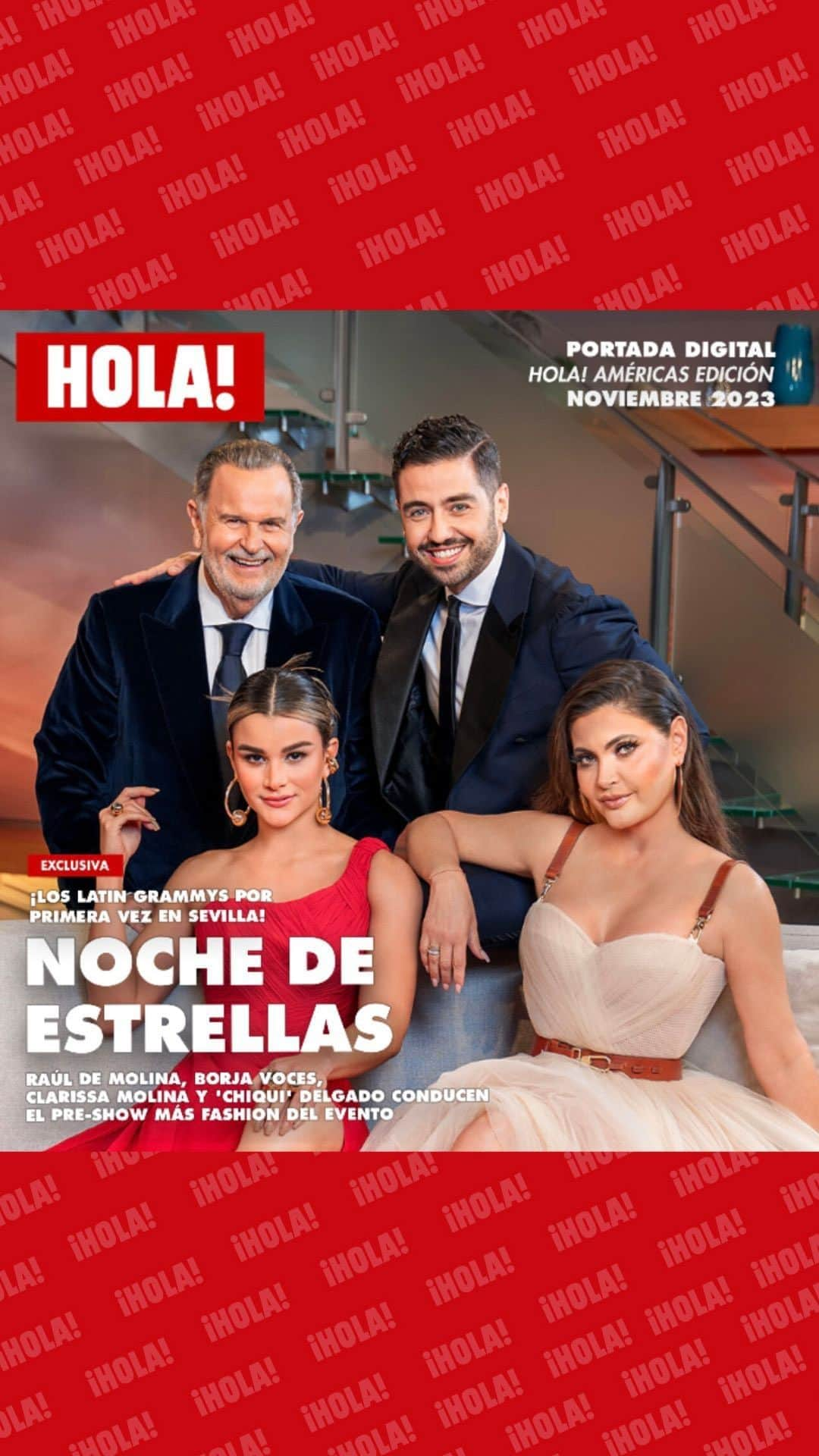 Chiquinquira Delgadoのインスタグラム：「¡Los Latin GRAMMYs en Sevilla! Empezamos noviembre con esta Portada Digital de lujo junto a Raúl De Molina, Borja Voces, Clarissa Molina y ‘Chiqui’ Delgado quienes serán los anfitriones del pre-show ‘Noche de Estrellas’. Desde España también los acompañaran el cantante venezolano Carlos Baute. No te lo pierdas este 16 de noviembre por @univision.  Más detalles en nuestro link in bio.  Foto: Kike Flores @kikeflorescreator   @clarissamolina  Stylist @claudiafashions  Dress by @rositahurtadol  Jewelry @bypaulamendoza  Shoes @louboutinworld  H&M @lovemymakeupbyeli  @chiqui_delgado  Stylist @gabyrougestyle  H&M @bbellabymillie」