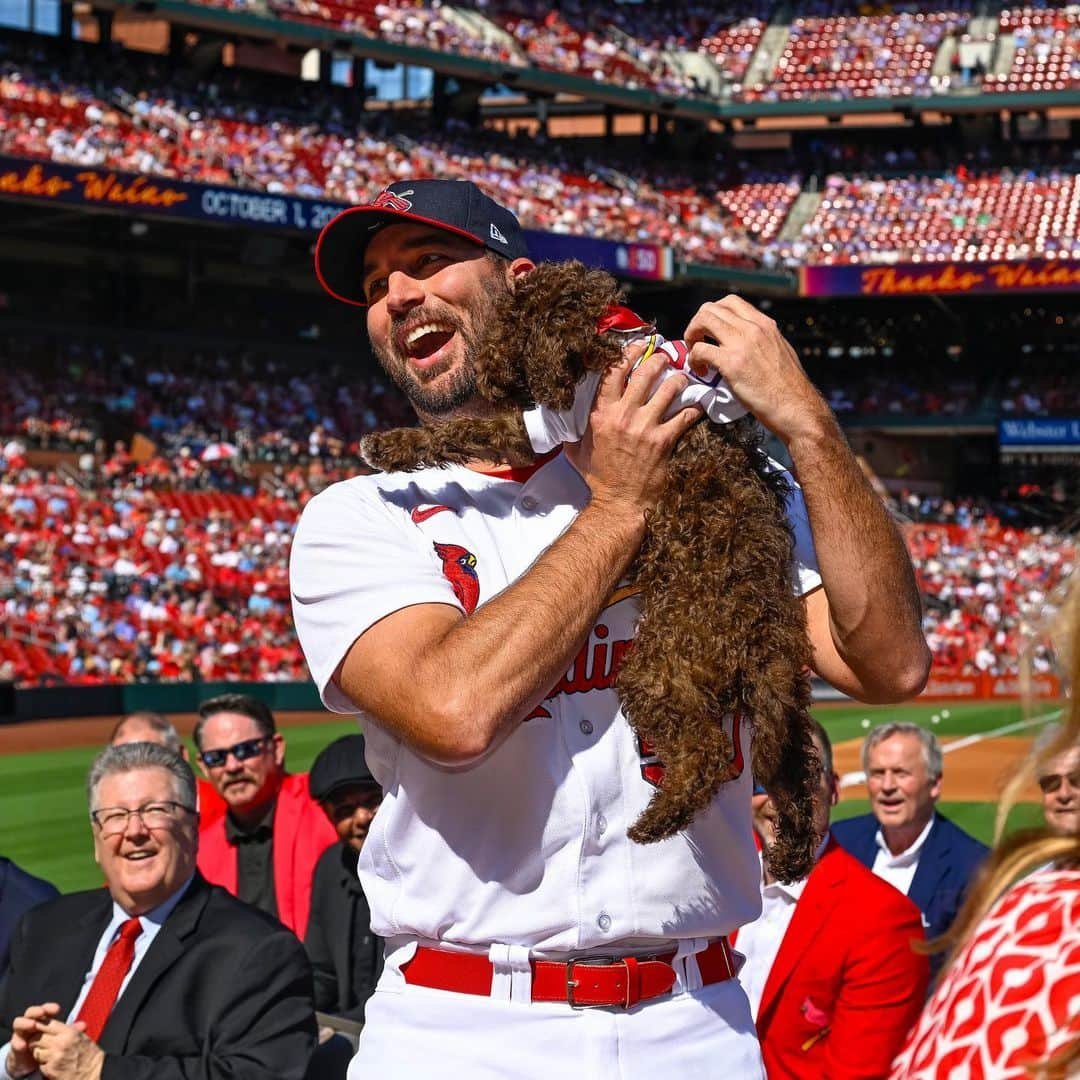 セントルイス・カージナルスのインスタグラム：「On his official retirement paperwork, Adam Wainwright was asked the reason he was retiring. He wrote "because I got a puppy!" 🥹🐶」