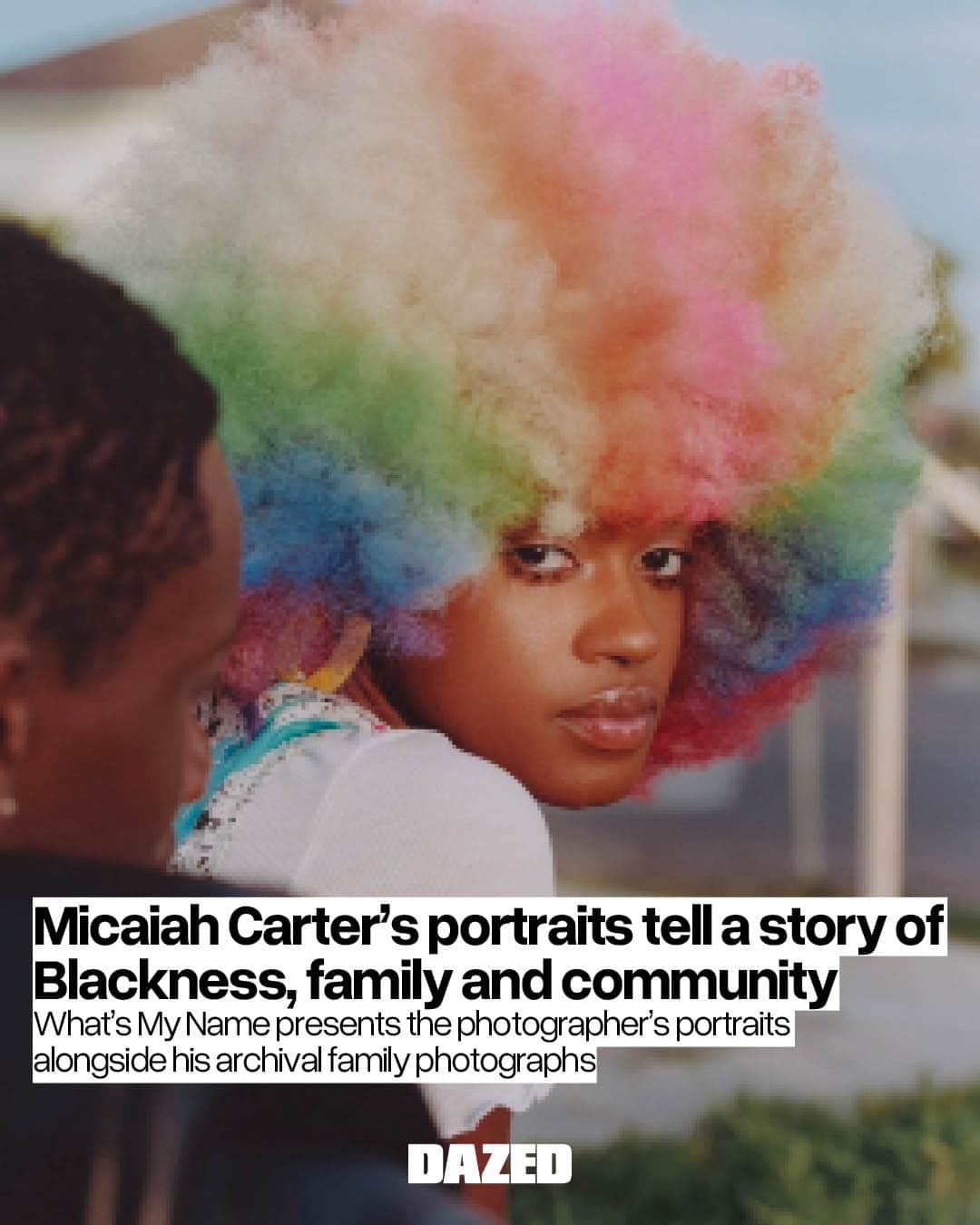 Dazed Magazineのインスタグラム：「@micaiahcarter’s latest photo book, What’s My Name by @prestel_publishing is inspired by his family and draws on the wealth of family photograph albums that have fascinated Carter since childhood. ⁠ ⁠ "My family album has inspired me since I was a child," Carter tells Dazed. "I really wanted to make something that expresses those serendipitous moments and the juxtaposition of the influence it had on my own works."⁠ ⁠ In among his own work – which blends fine art, street photography and fashion photography – the Brooklyn and Los Angeles-based image-maker has interspersed the book with photographs from his family archive. ⁠ ⁠ Pictures taken by his father over several decades sit side-by-side with Carter’s contemporary portraits.⁠ ⁠ The result is a beautiful meditation on family, love, Blackness, memory, style, and American life, in which the past and the present occupy the same shared space on the page. ⁠ ⁠ What’s My Name invites us to draw comparisons and create connections between generations, while compelling us to think about our own past – the stories we preserve that make our histories legible to us and the loved ones who’ve shaped the unique culture of our own families.⁠ ⁠ Read the full interview through the link in our bio 🔗⁠ ⁠ 📷 @micaiahcarter⁠ ✍️ @ohnoitsemilyd」