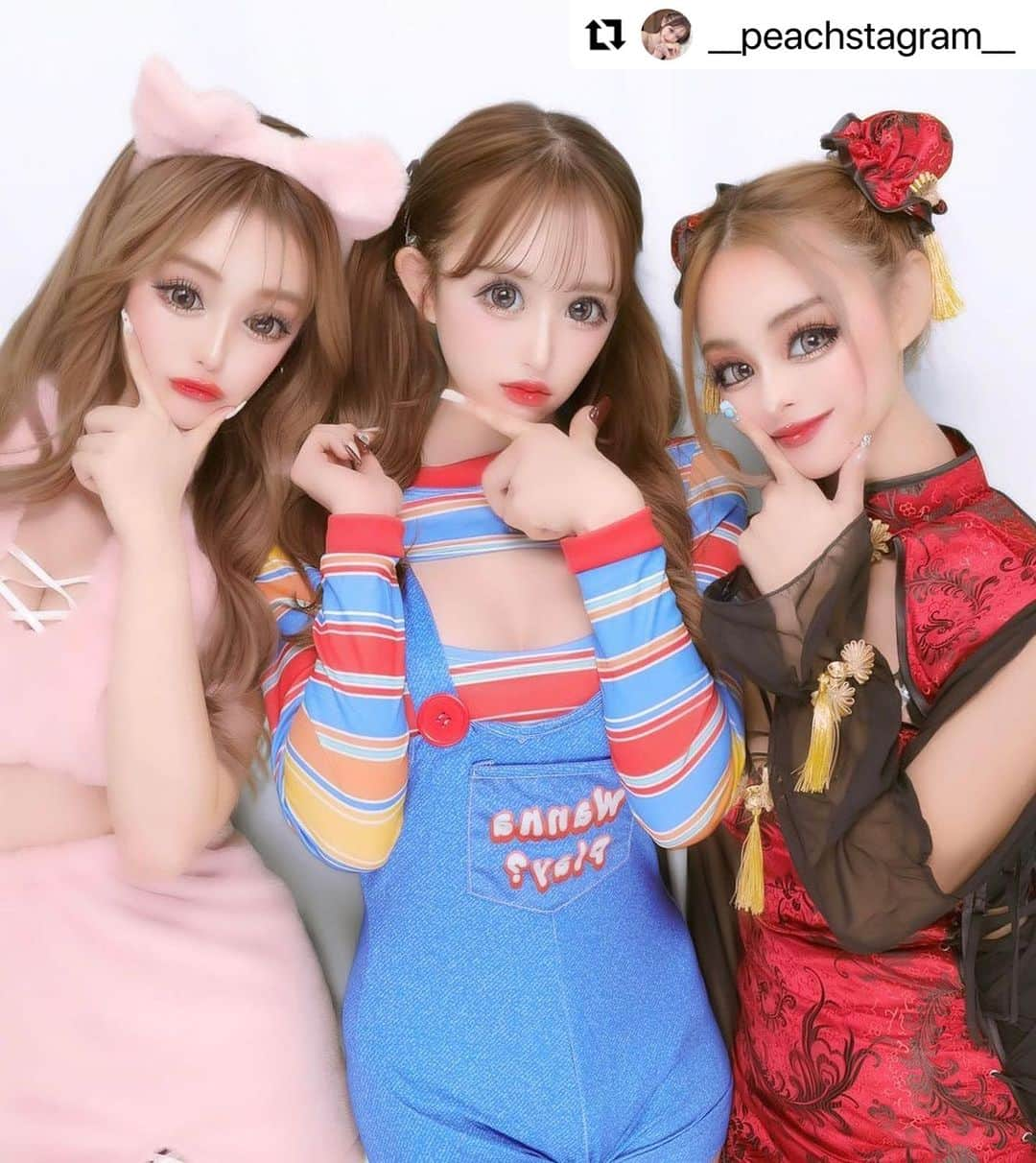 ドレスショップTIKA公式のインスタグラム：「せいせいちゃん🐱桃々ちゃん🌈まぁみちゃん🐼 かわいすぎるハロウィンプリ💟投稿ありがとうございます🫶🏻💭 ✞✨👻ʜᴀᴘᴘʏ ʜᴀʟʟᴏᴡᴇᴇɴ🎃✨✞ -- 《Instagramキャンペーン🌟》 タグ付け投稿で お得なクーポンをプレゼント💝 詳しくはプロフィールからHPをCHECK❣️ 投稿お待ちしております☺️ -- #ハロウィンコスプレ #halloween #halloweencostume  #コスプレ #キャバ嬢コスプレ #コスプレはtika #ティカ #セクシーコスプレ #cosplaygirl #costumegirl」