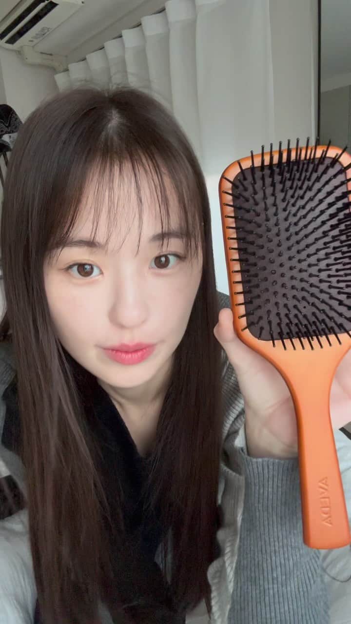 やのあんなのインスタグラム：「BIRTH DAY GIFT💝  @aveda @avedajapan  頭皮マッサージもできてロングヘアにも事欠かないサイズの一番好きなクッションブラシ  月ちゃんも嬉しそう」