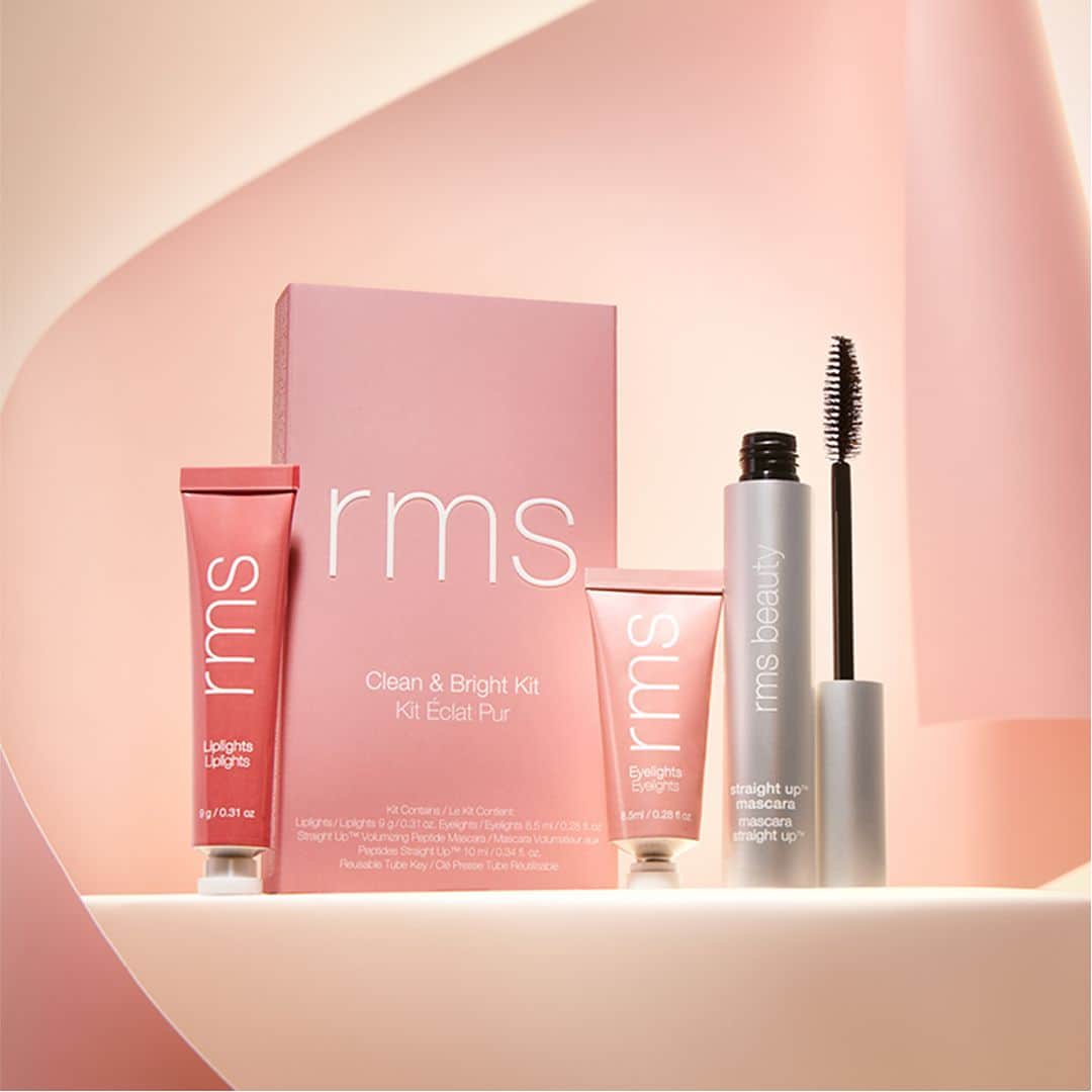 rms beautyのインスタグラム：「. 📢𝙉𝙀𝙒 𝙍𝙀𝙇𝙀𝘼𝙎𝙀  11.15（WED）公式オンラインストア限定 ホリデーキット発売決定🎁  ■Clean & Bright Kit ¥7,920（税込）  【セット内容】 ・ストレートアップ ボリュームマスカラ ・リップライツ クリームリップグロス クラッシュ ・アイライツ クリームアイシャドウ ラスター ※限定カラー ・チューブキー  ⏰公式オンラインストア予約受付 11.8（水）12時 ～11.13（月）14時 公式オンラインストアにて予約受付  🛍発売 11.15（水）  リップライツ『クラッシュ』、 『ストレートアップ ボリュームマスカラ』、 さらにアイライツの限定色『ラスター』がキットに🎁  光を放つピンクのシャンパンカラーは ホリデーらしい華やかな目元を演出します💫  発売をお楽しみに✨」