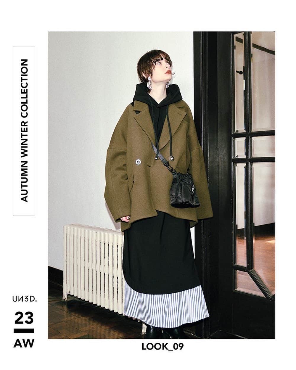 UN3D.（アンスリード）のインスタグラム：「UN3D. 2023 AUTUMN WINTER COLLECTION   DOLMAN MIDDLE WOOL CT 68,200 YEN tax in  DOCKING SWEAT OP 39,600 YEN tax in  NYLON SHOULDER BAG 13,200 YEN tax in  #UN3D#UN3D2023AW#AUTUMN#WINTER#collection」